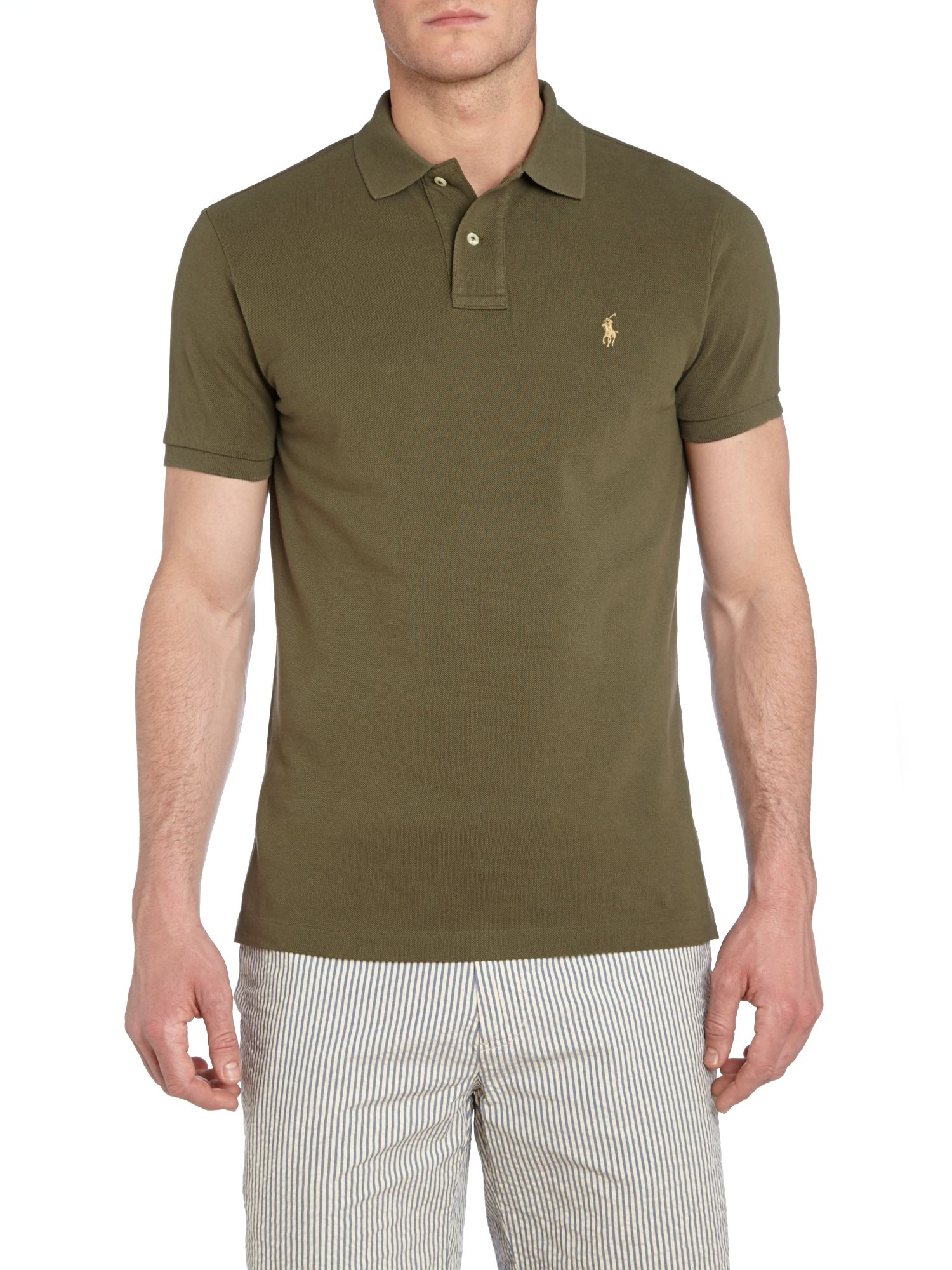 Polo ralph lauren Custom Fit Mesh Polo Shirt in Green for Men | Lyst