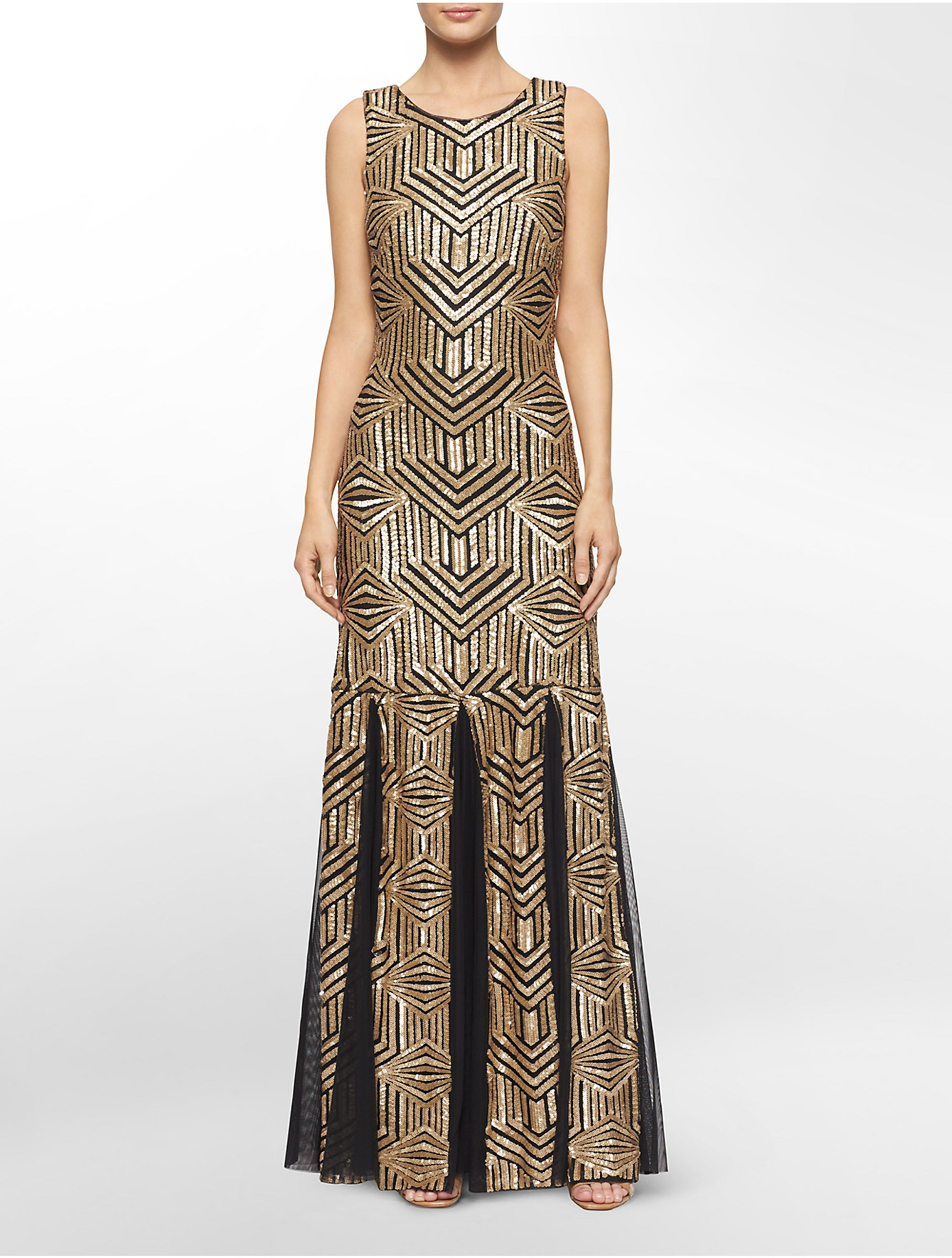 calvin klein gold gown