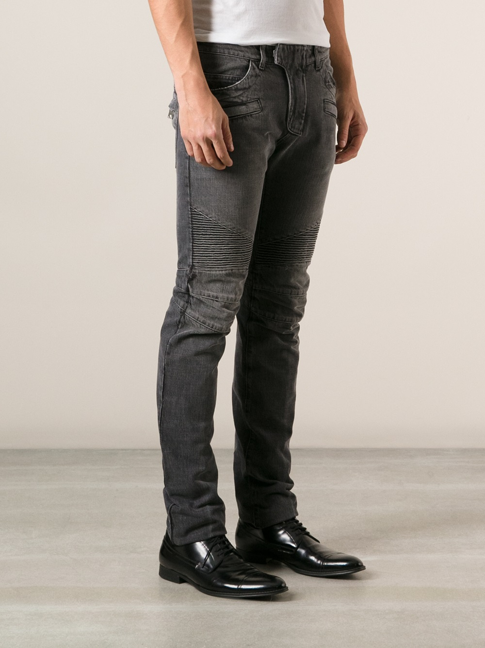 Balmain Moto Skinny Jeans in Black for Men | Lyst