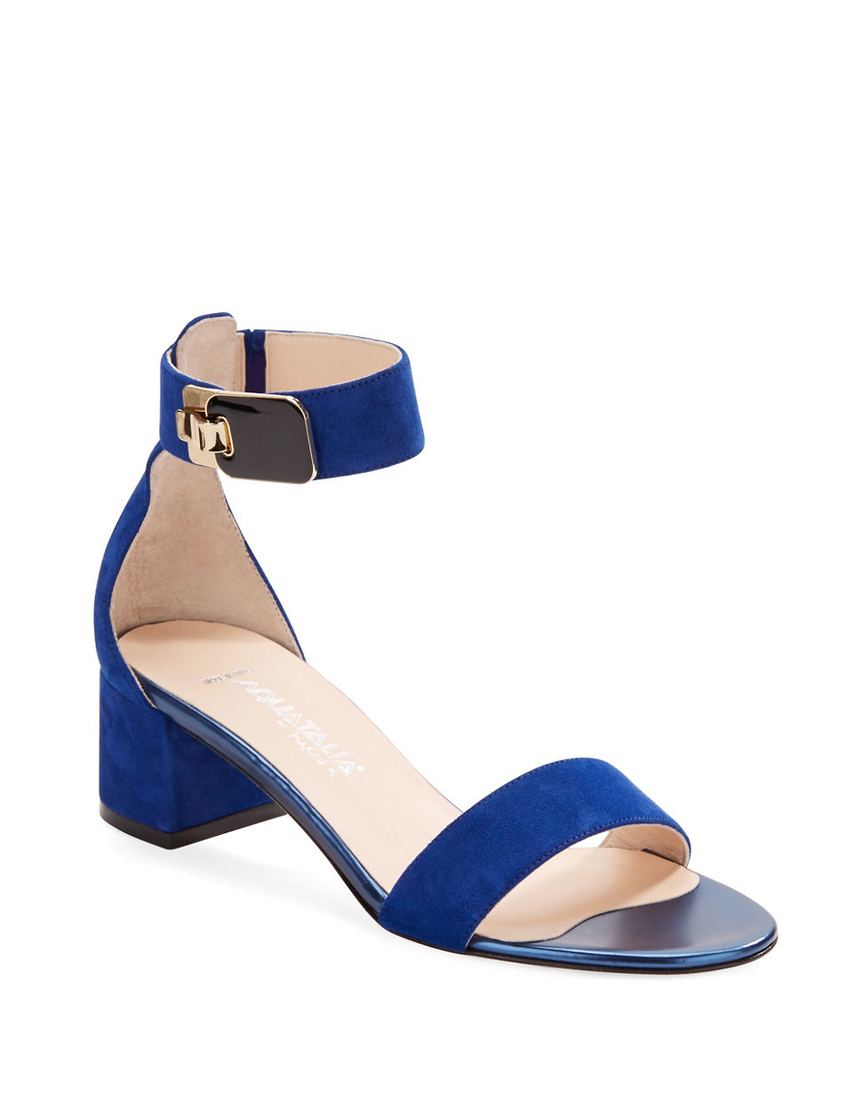 Aquatalia by marvin k Catty Block Heel Sandals in Blue | Lyst