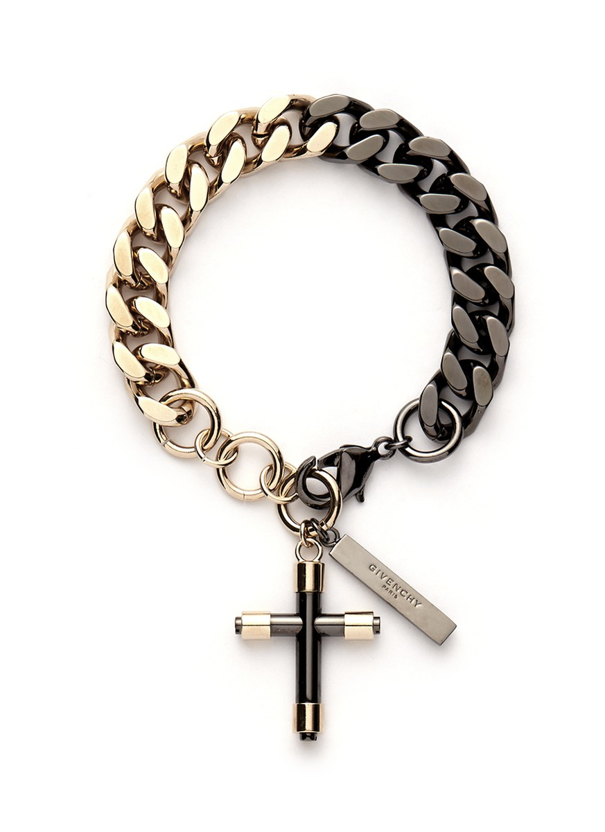 Lyst Givenchy Cross Pendant Chain Bracelet In Metallic Gallery