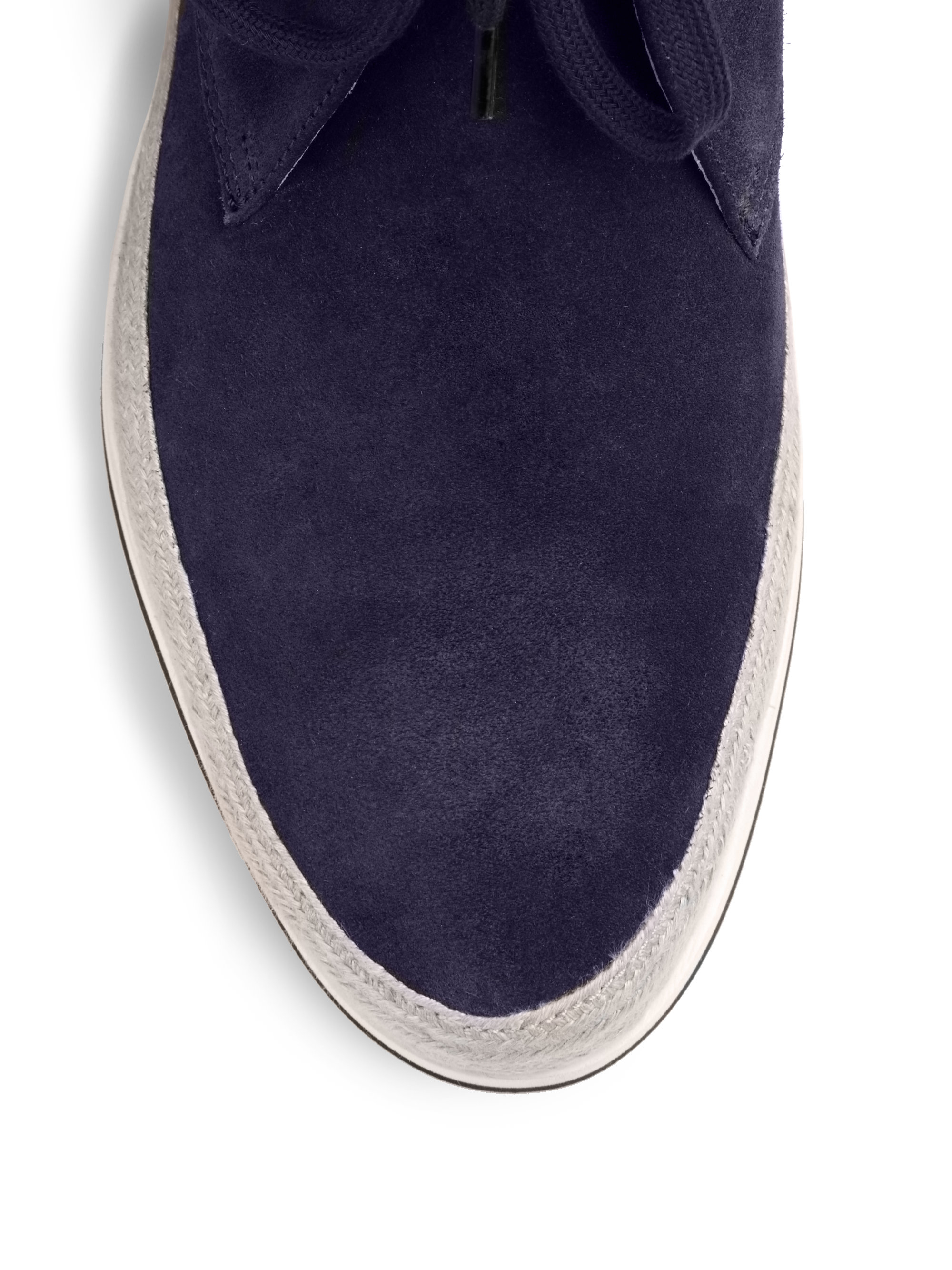 Prada Suede Espadrille Wedge Booties in Blue for Men | Lyst