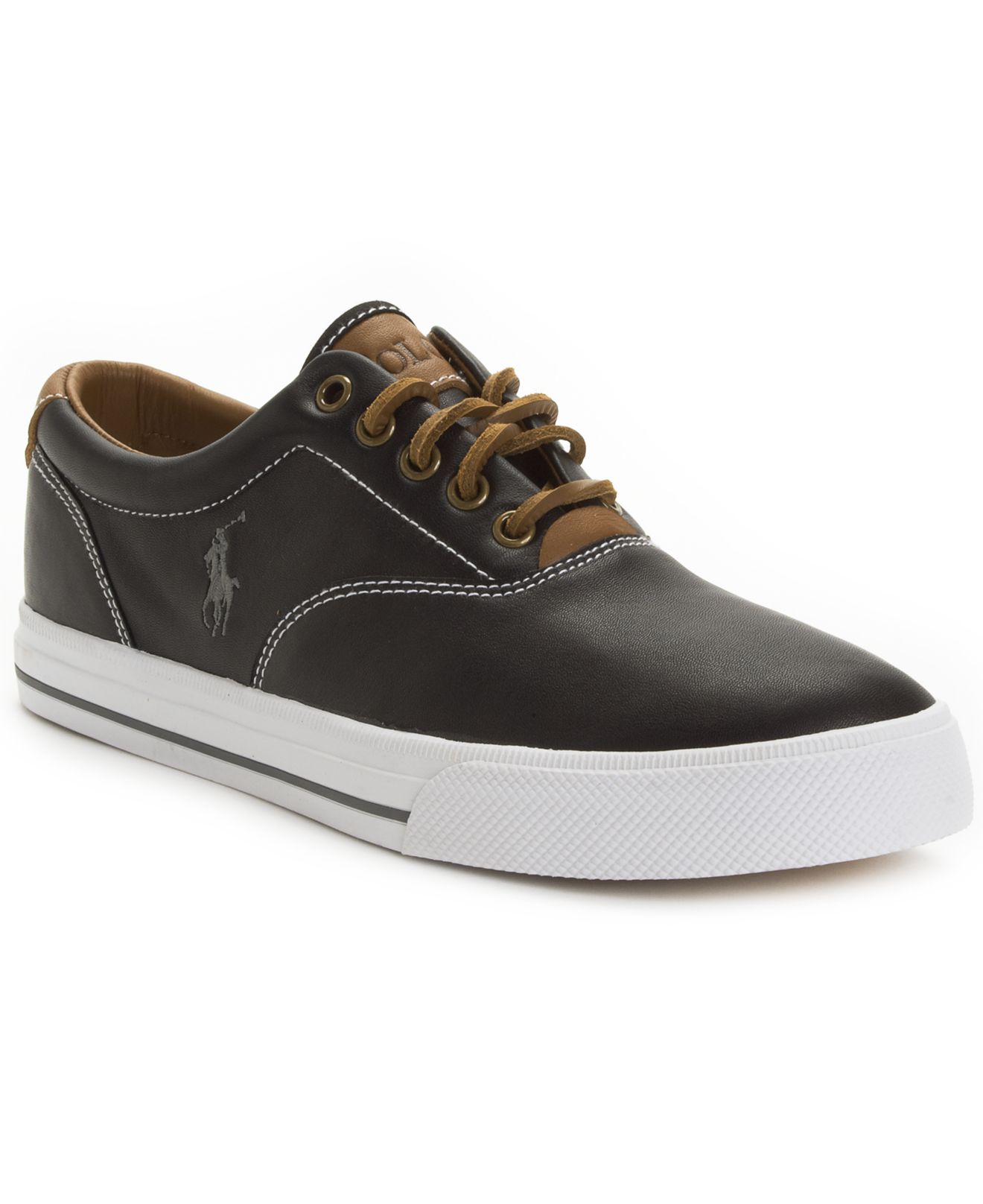 polo black leather sneakers