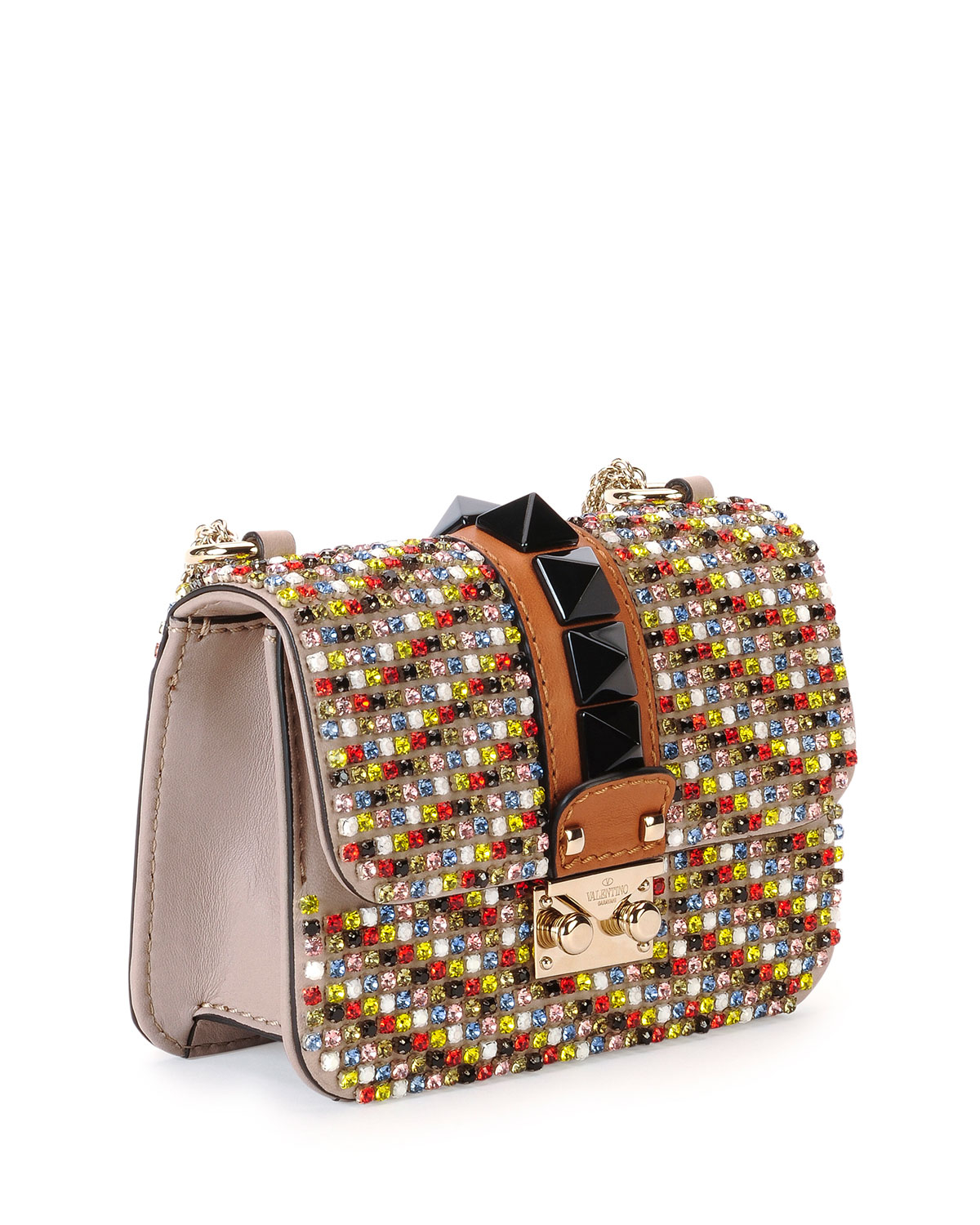 Valentino Rockstud Crystal Mini Flap Bag in Multicolor | Lyst