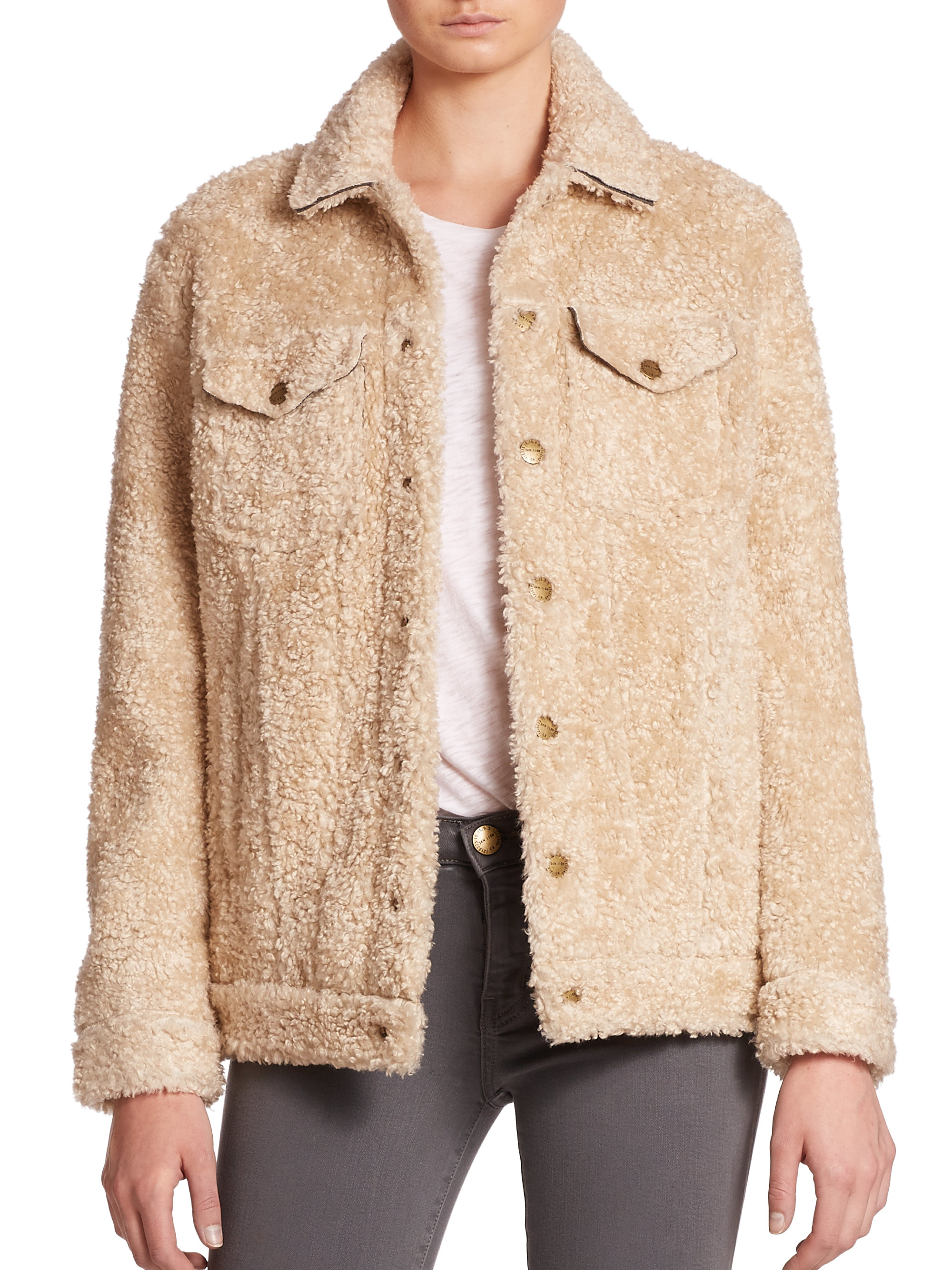 Lyst - Current/Elliott Teddy Faux Shearling Jacket in Natural