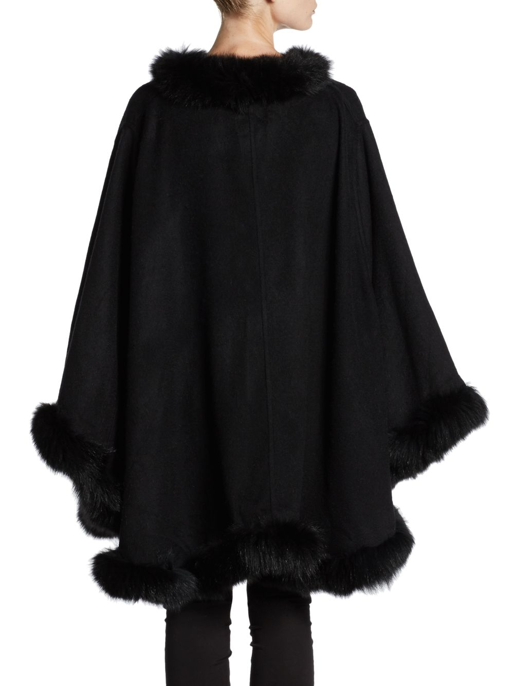 Lyst - La Fiorentina Dyed Fox Fur-trimmed Wool Cape in Black