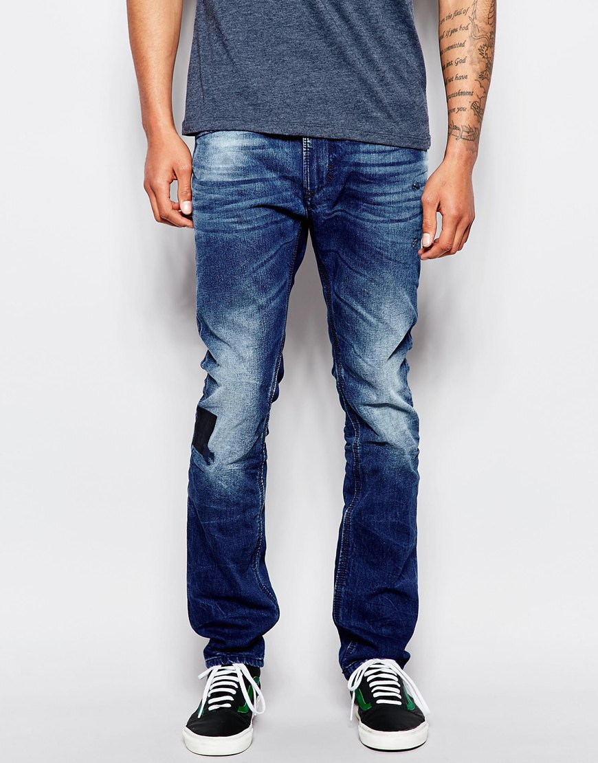 Lyst - Diesel Jeans Thavar 846l Dna Slim Tapered Fit Cloudy Patch Wash ...