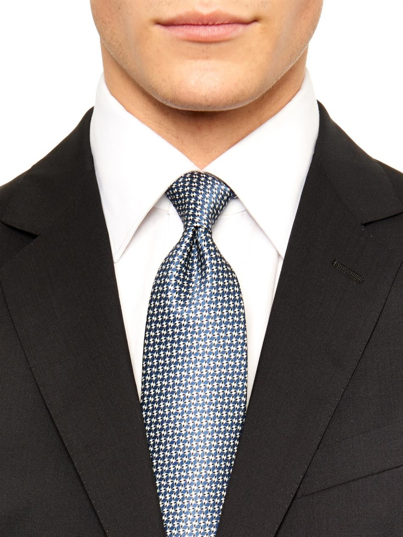 Lyst - Brioni Micro-Geometric Print Silk Tie in Blue for Men