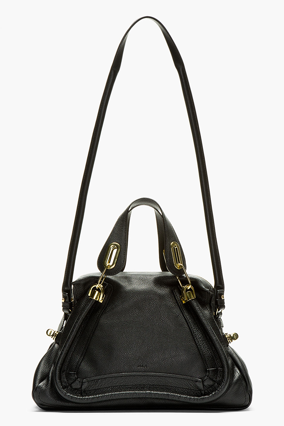 Chlo Black Grained Leather Medium Paraty Shoulder Bag in Black | Lyst  