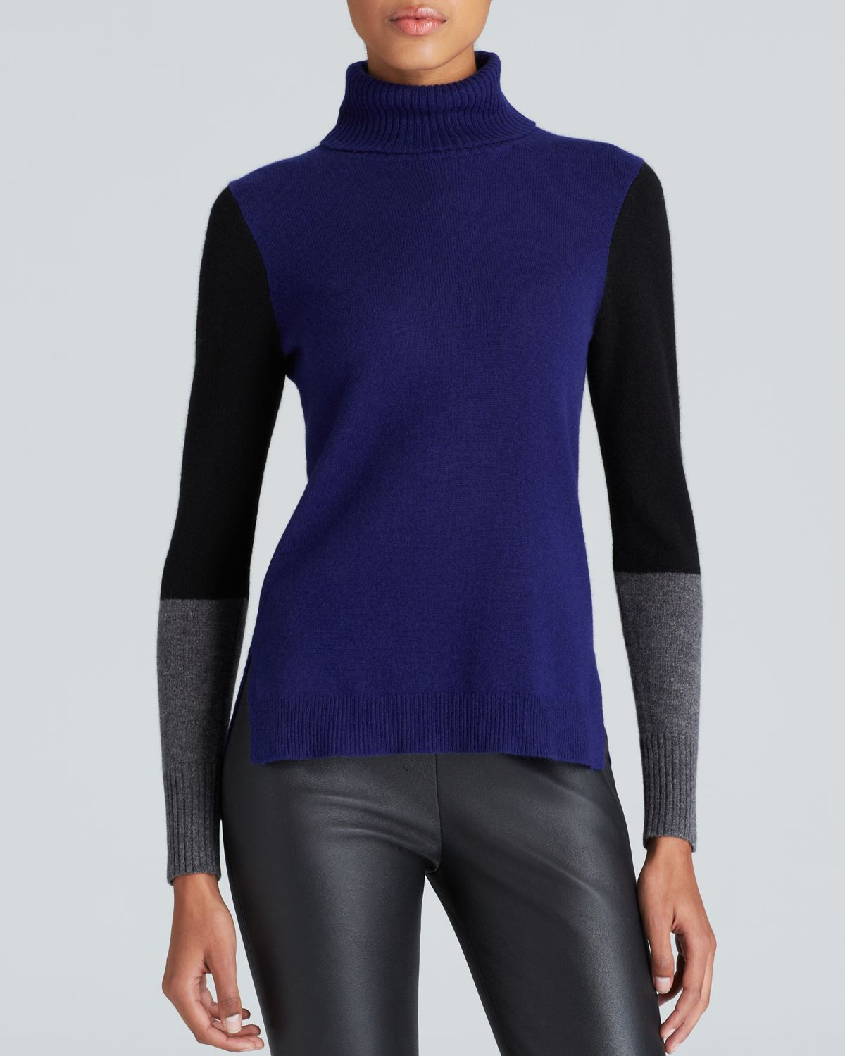 Lyst - C By Bloomingdale'S Color Block Cashmere Turtleneck Sweater in Black