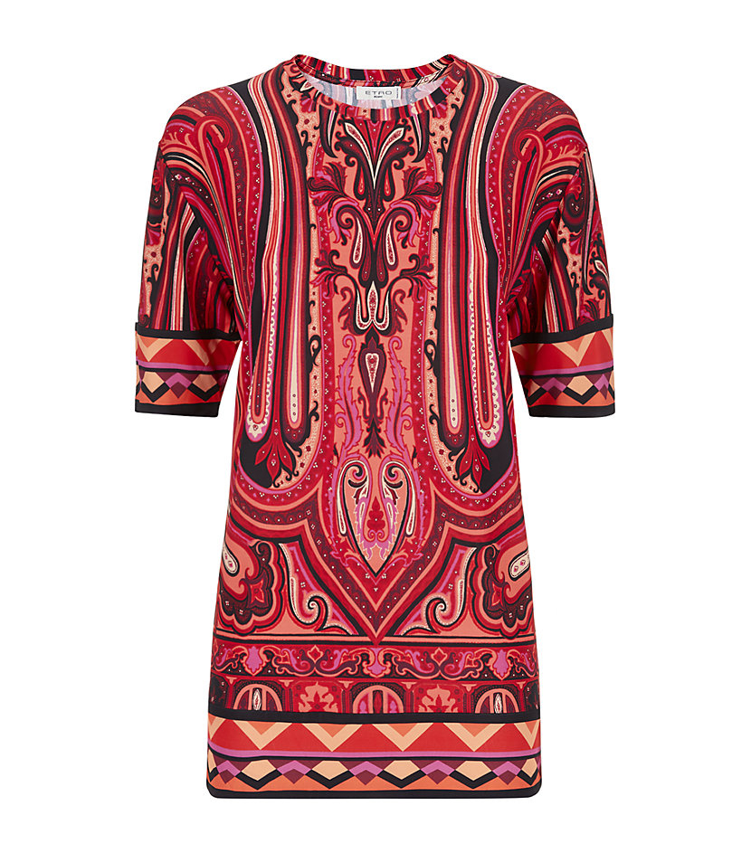Etro Paisley Jersey Tunic Top in Red | Lyst