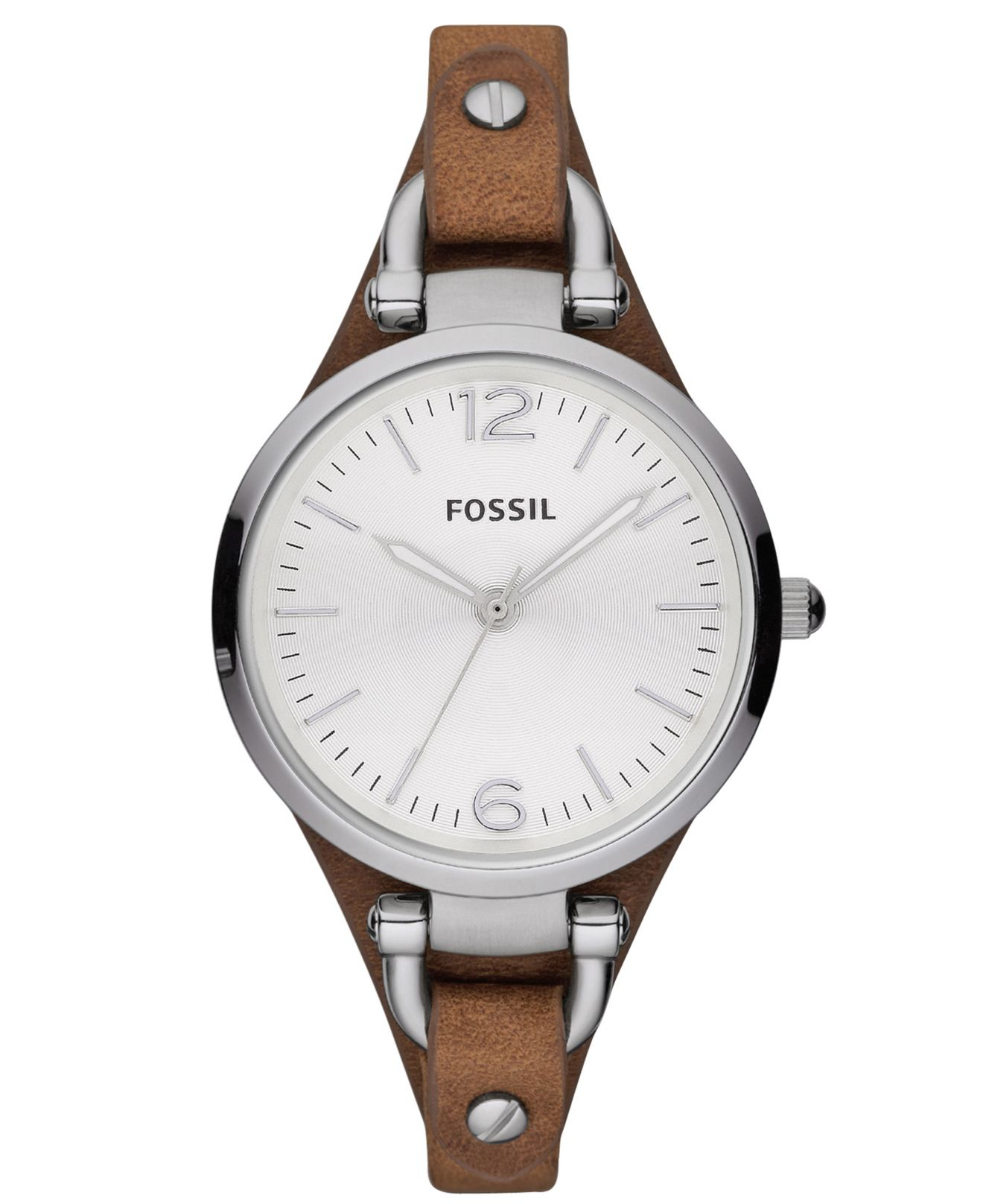 Fossil Women's Georgia Brown Leather Strap Watch 32mm Es3060 in Brown ...