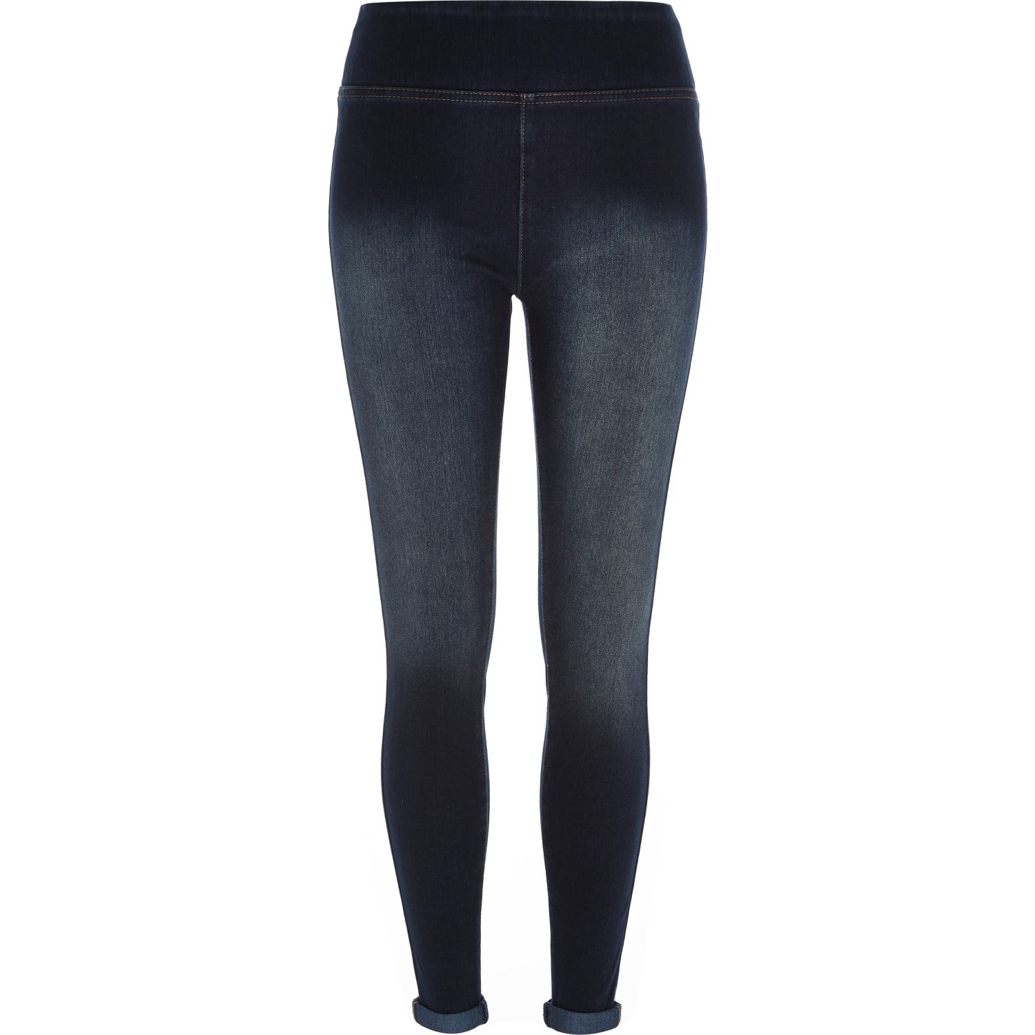 River island Dark Wash High Waisted Denim Leggings in Blue Lyst