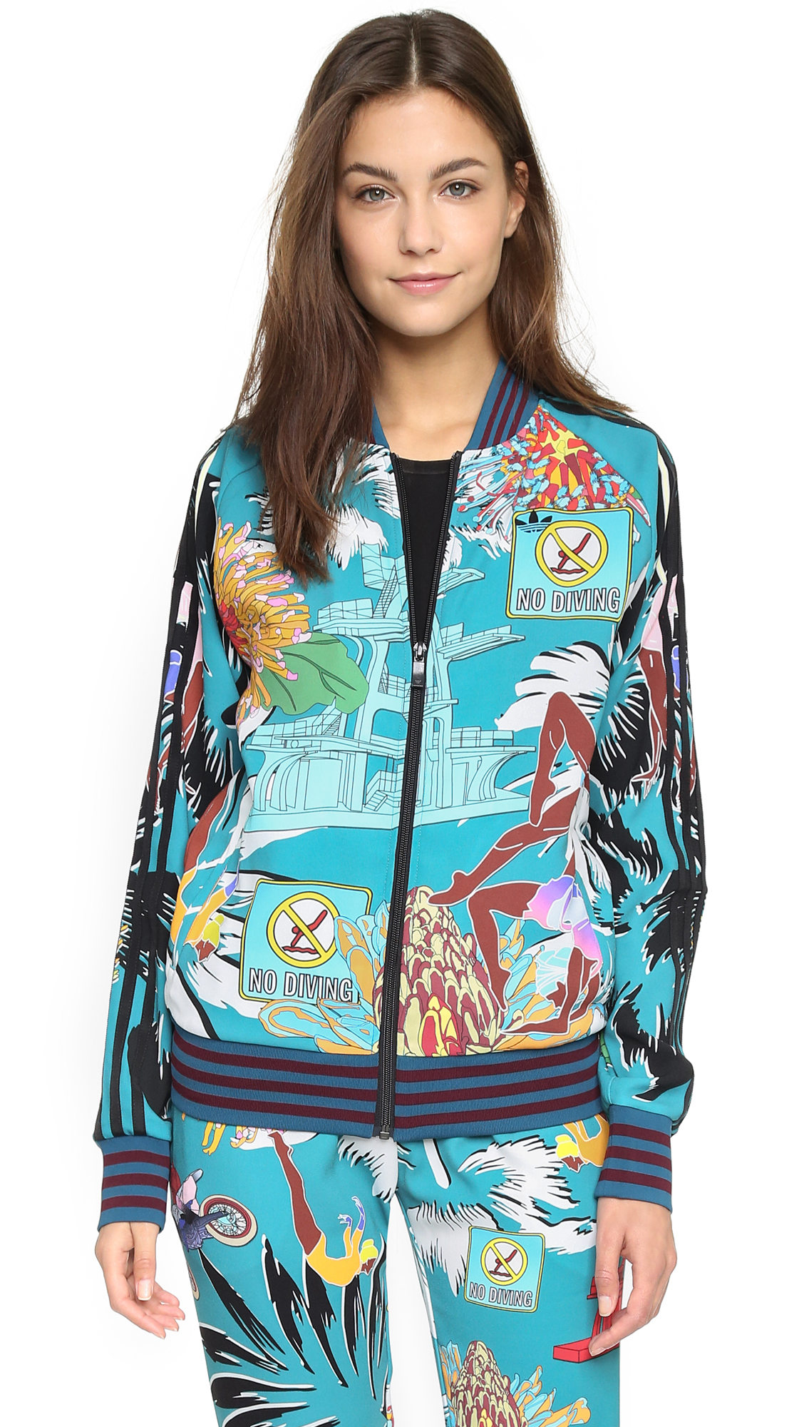 Lyst - Adidas Originals Diving Print Bomber Jacket in Blue