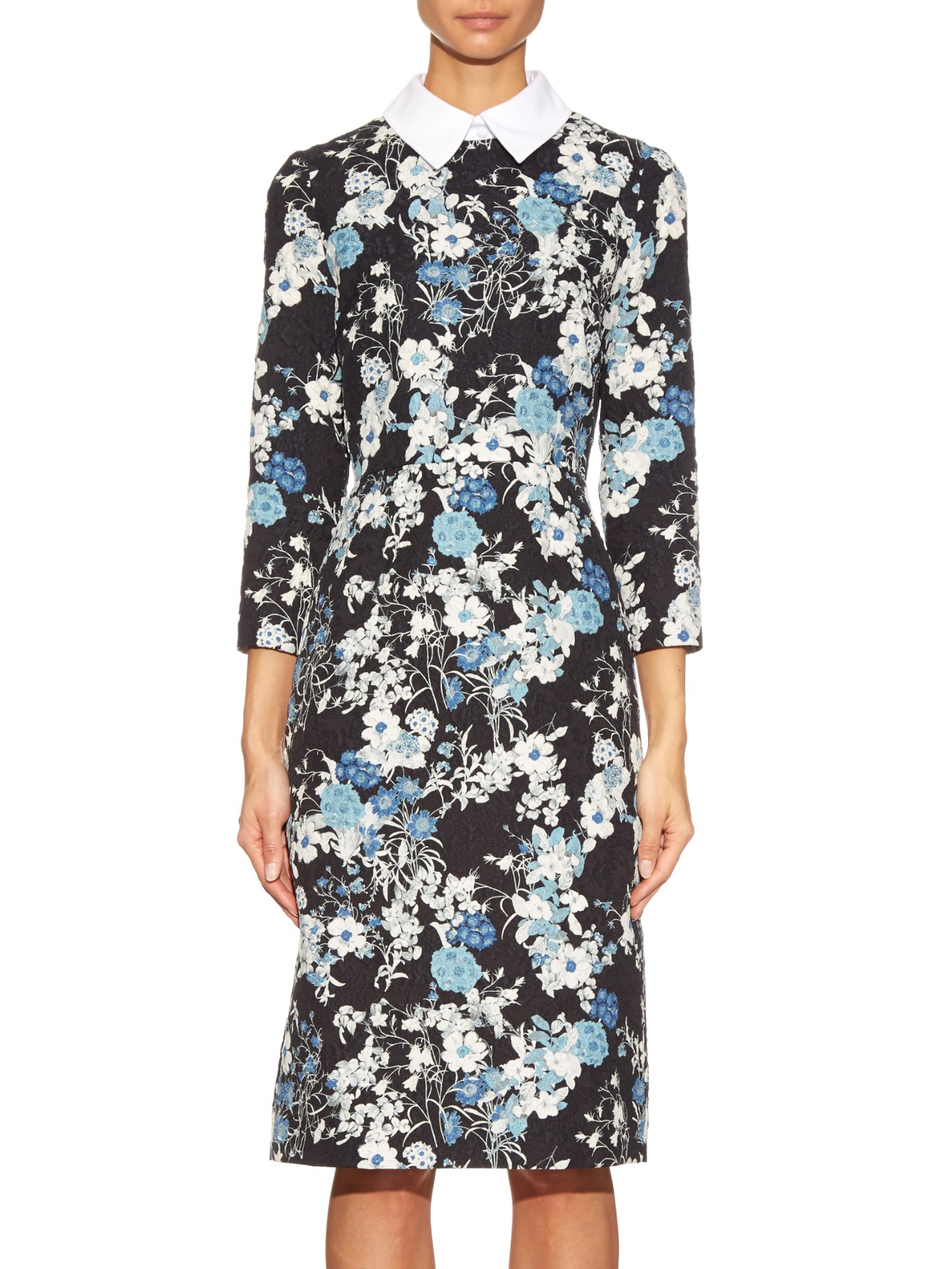 Erdem Truman Floral-print Matelassé Dress in Blue | Lyst