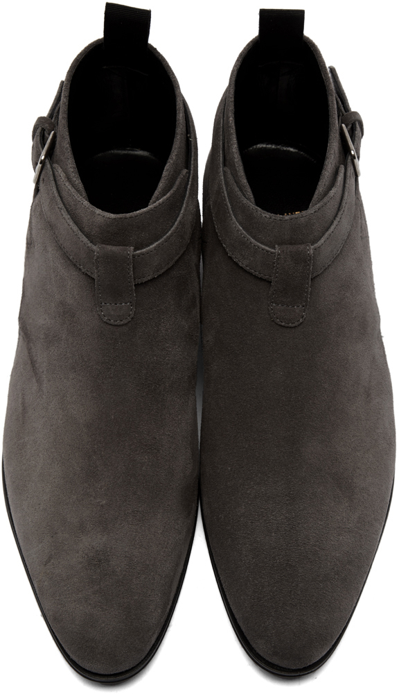 Lyst - Saint Laurent Grey Suede London Boots in Gray for Men