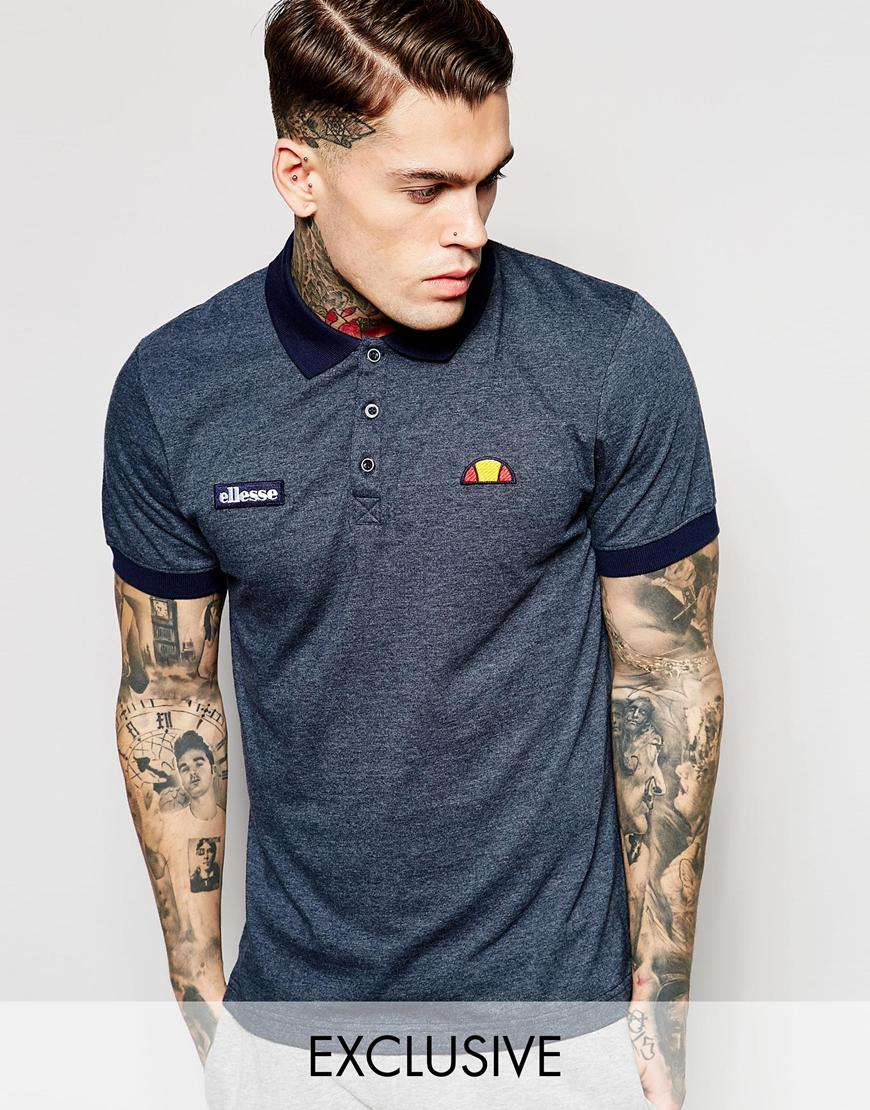 Lyst Ellesse Marl Polo Shirt In Blue For Men