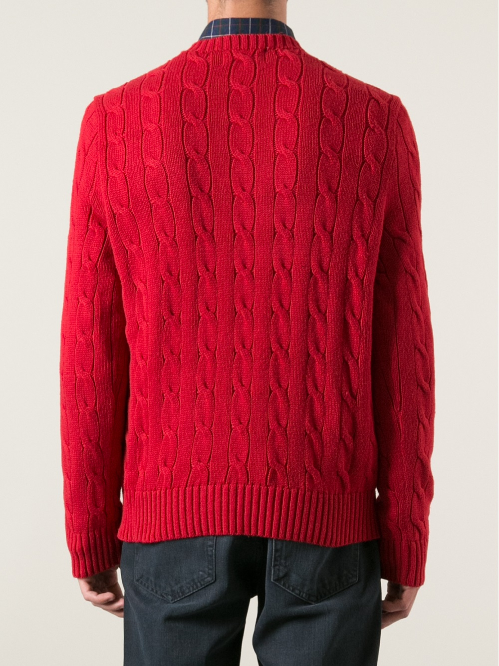 Polo ralph lauren Cable Knit Sweater in Red for Men | Lyst