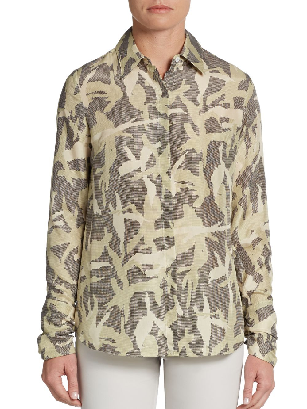 camouflage silk blouse