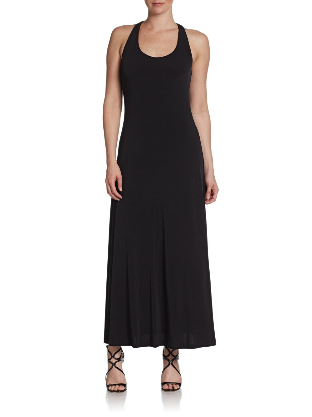 Ivanka Trump Hardwaredetail Racerback Maxi Dress in Black | Lyst