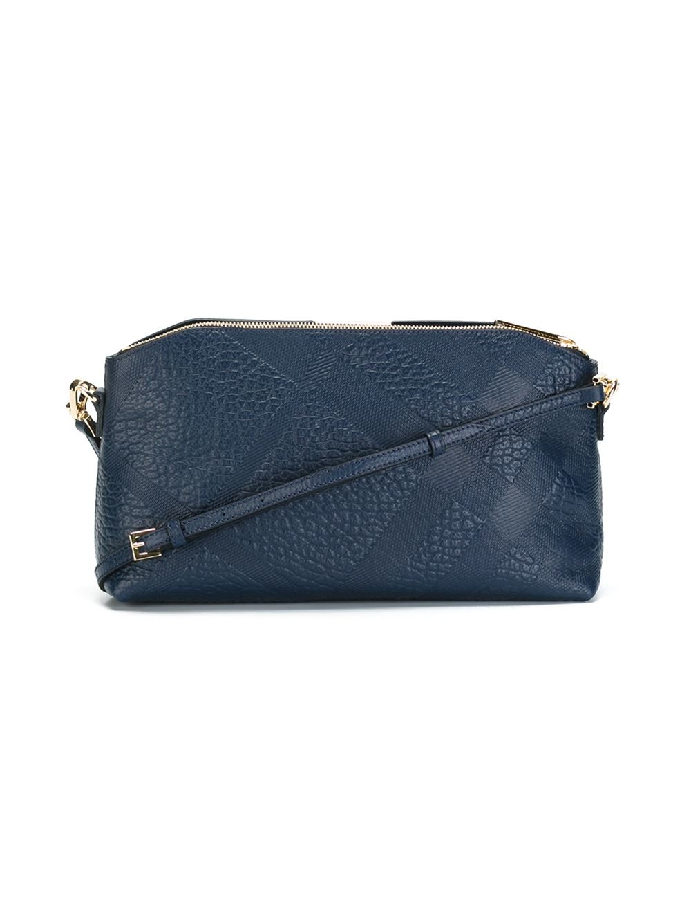 Burberry Embossed Check Crossbody Bag in Blue | Lyst