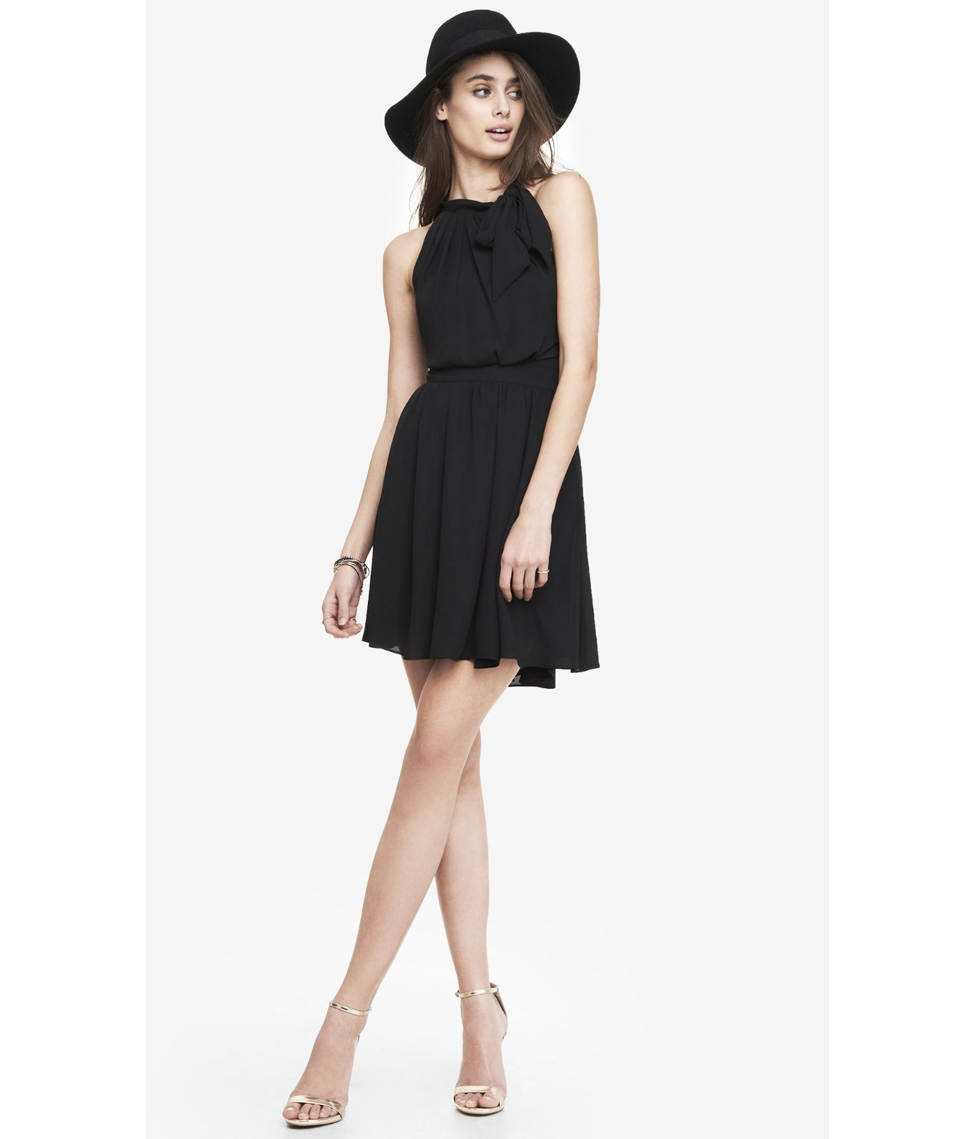 Express Tie Neck Halter Dress in Black (PITCH BLACK) Lyst