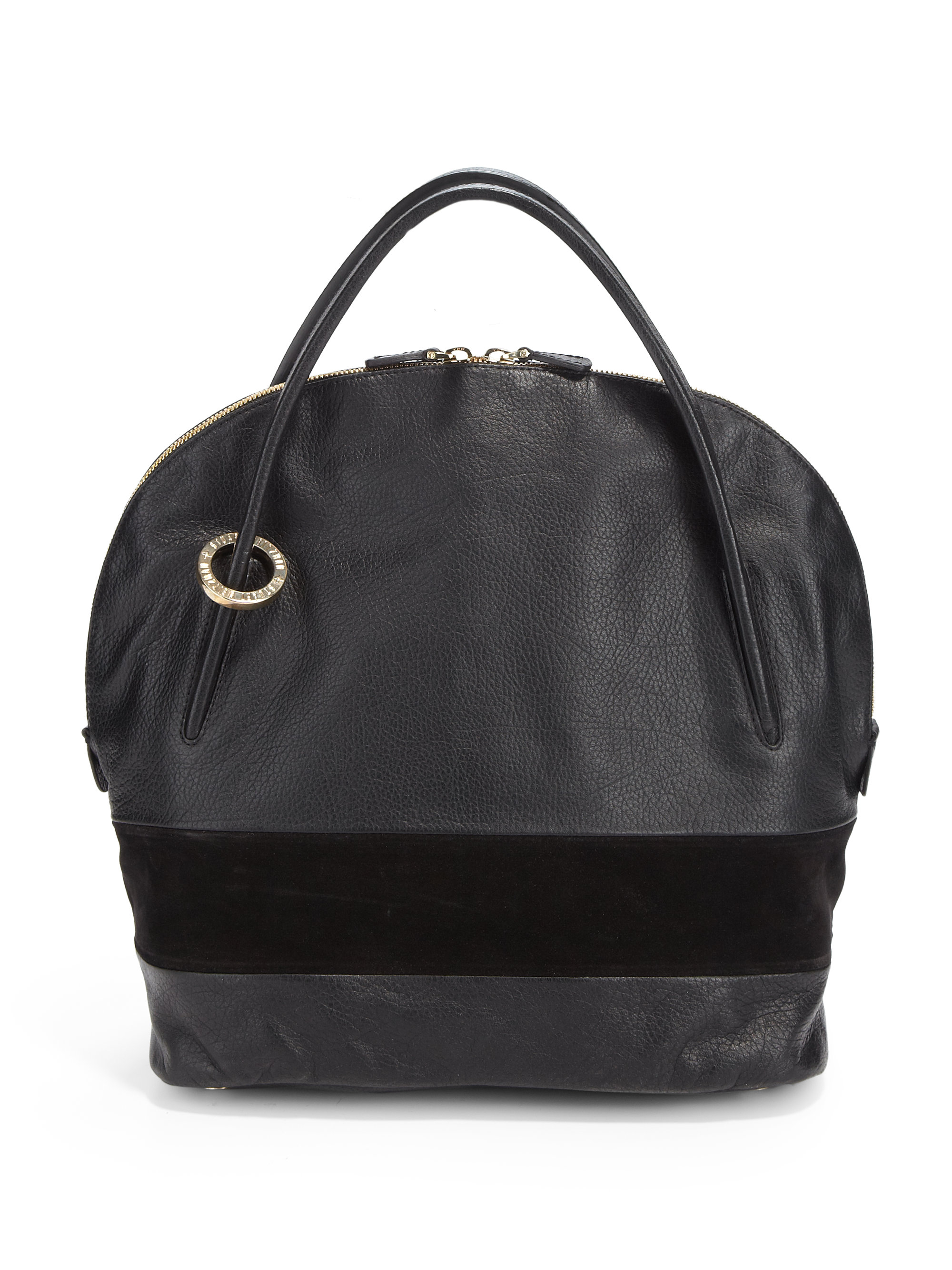 Stuart Weitzman Leather Suede Dome Tote Bag in Black | Lyst