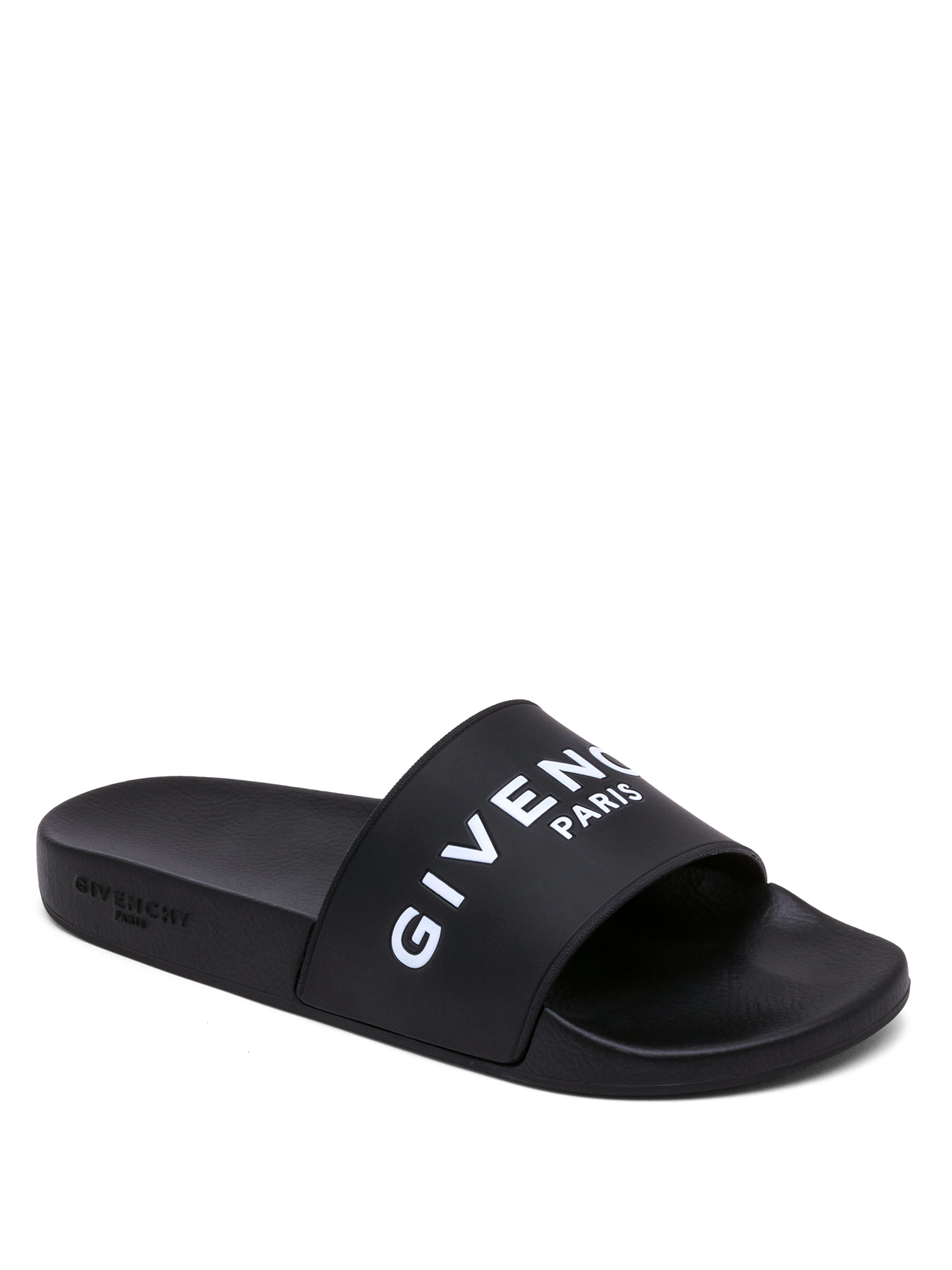 Givenchy Logo Rubber Slides in Black for Men | Lyst
