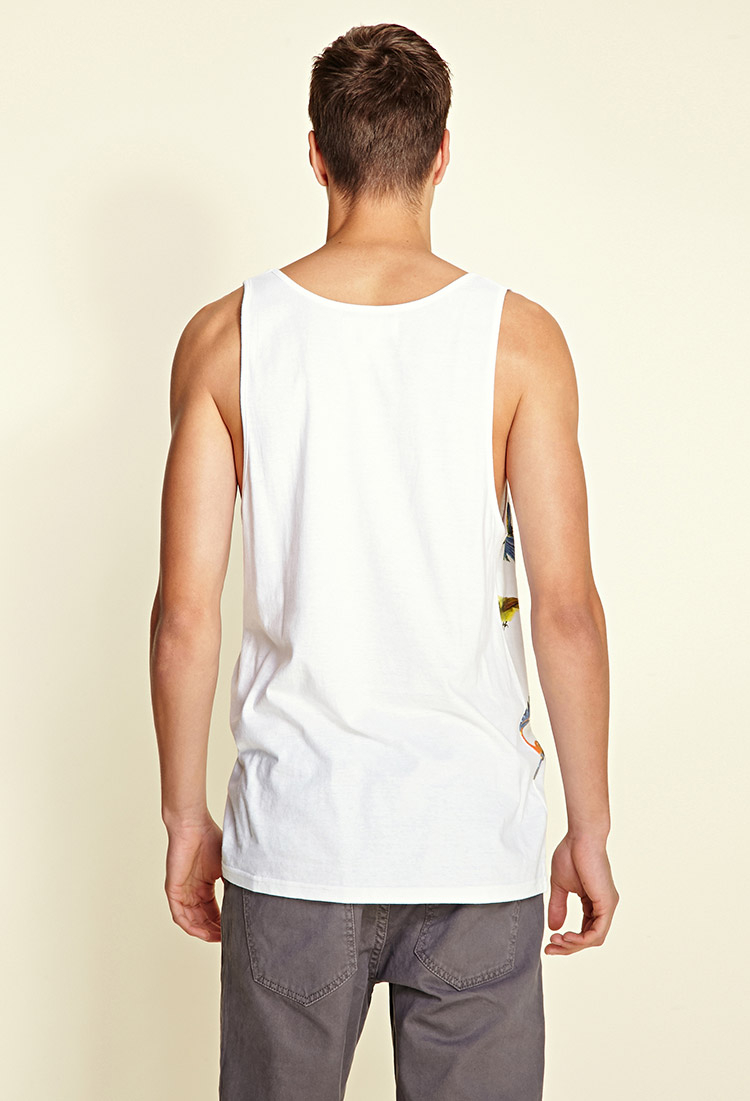 Lyst Forever 21 Tropical Bird Tank Top in Blue for Men