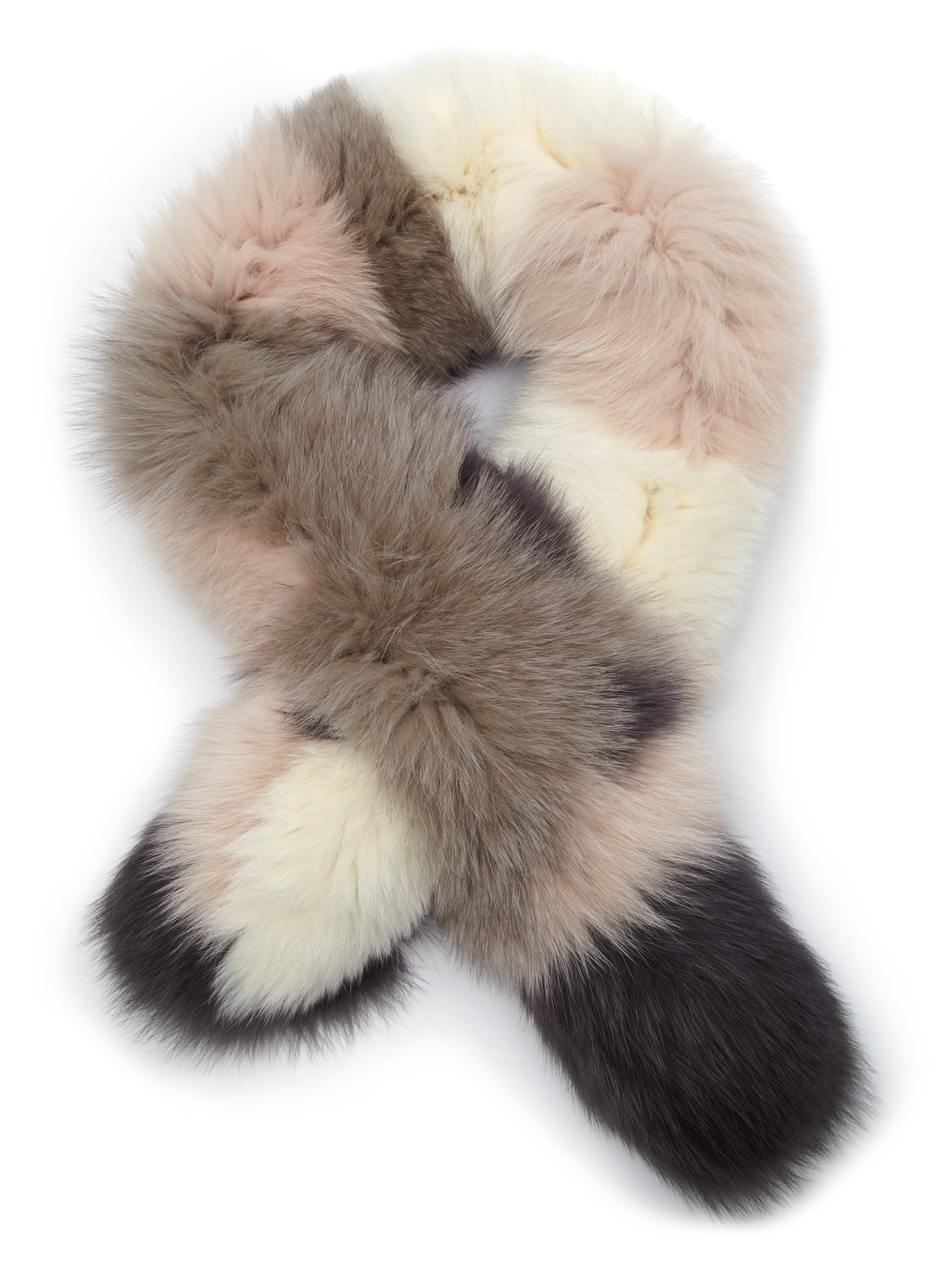 Yves salomon Fox Fur Scarf in Beige (beige-multi) | Lyst