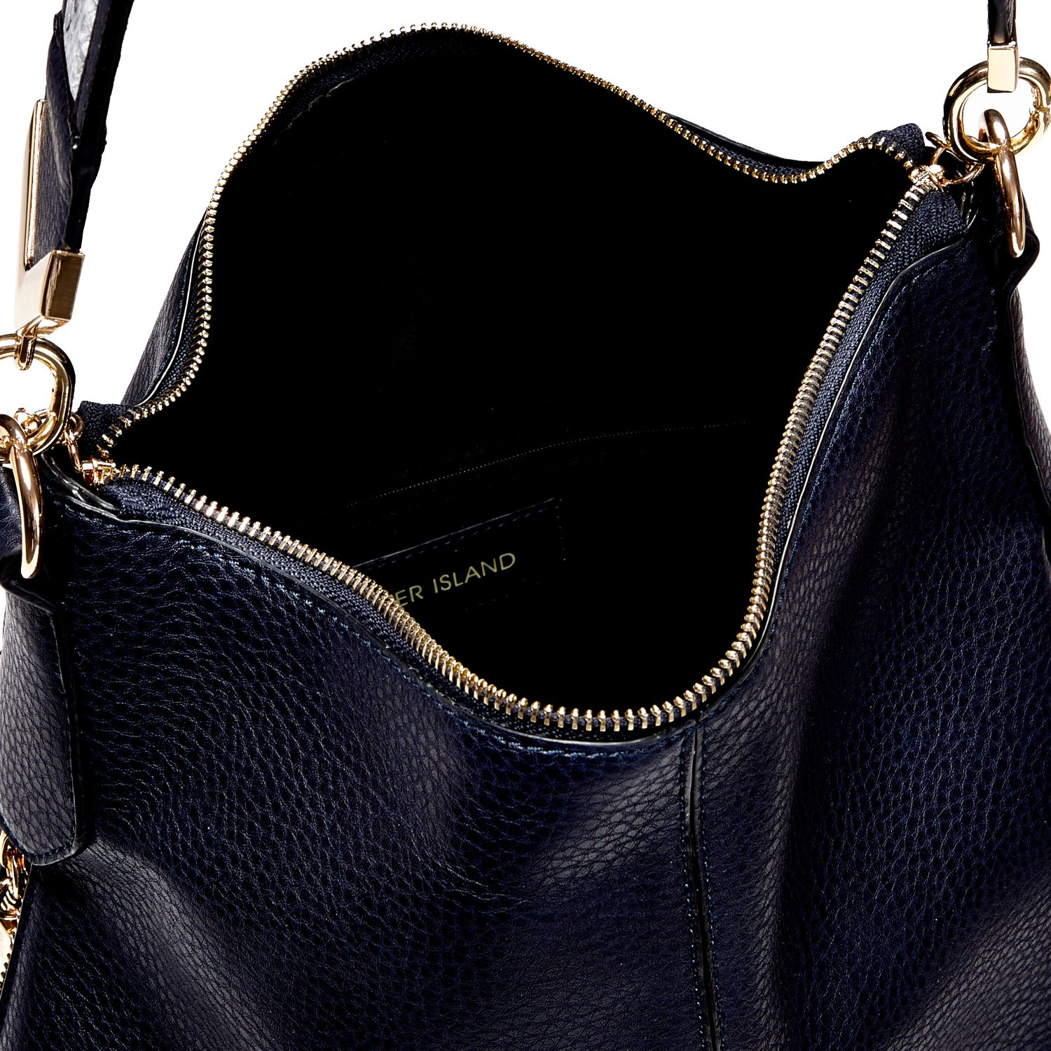River Island Navy Blue Slouch Zip Handbag In Lyst