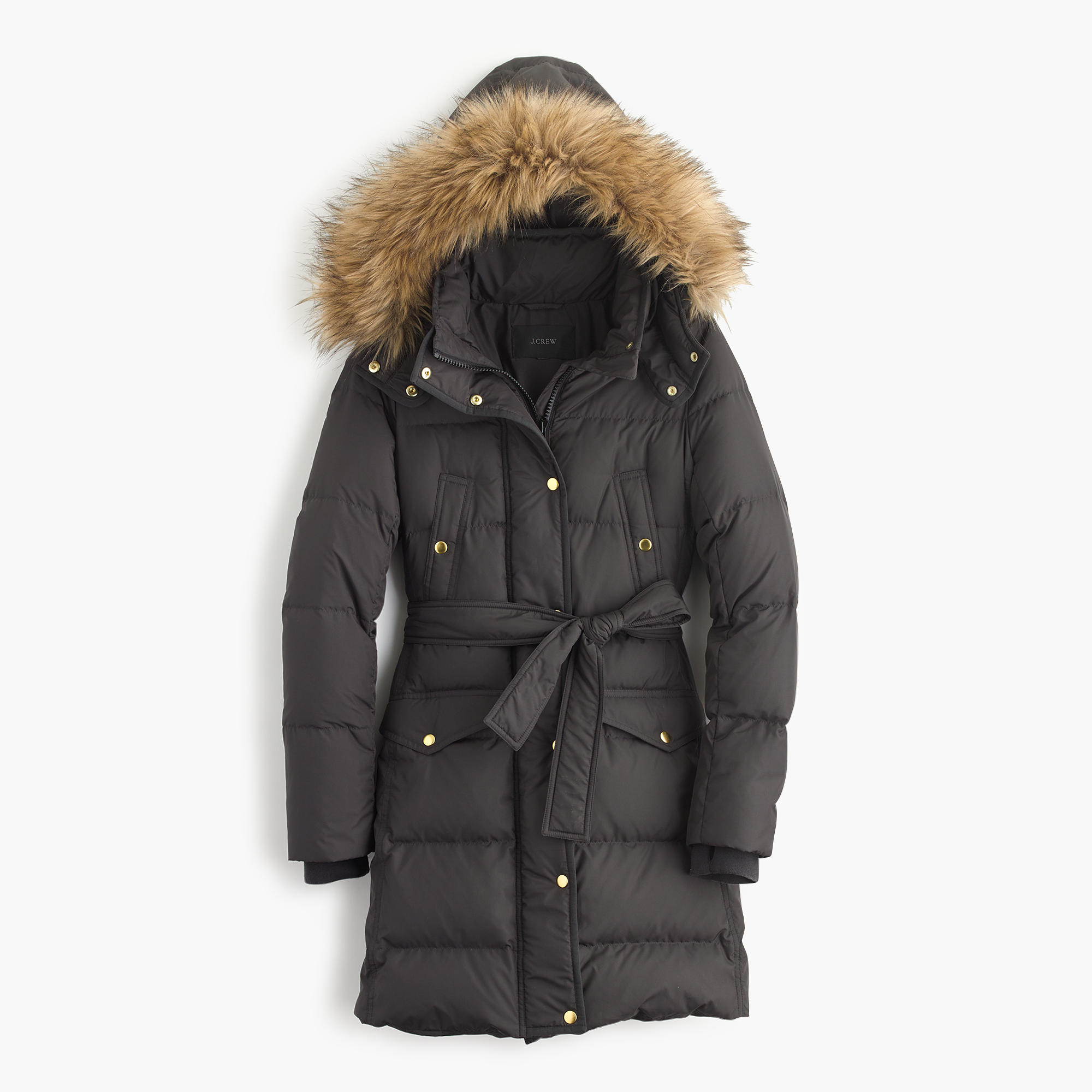 J.crew Wintress Puffer Coat With Faux-fur Hood in Gray (steely grey) | Lyst