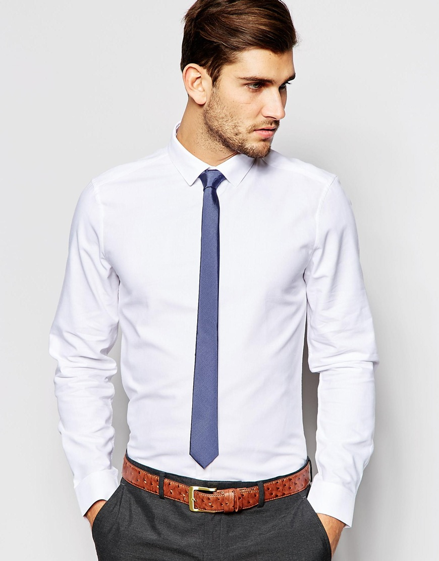 Asos Oxford Shirt And Textured Tie Set Save 21% in White for Men | Lyst