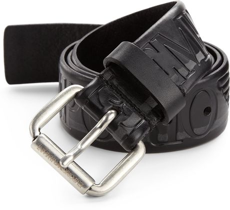 emporio armani belt leather embossed