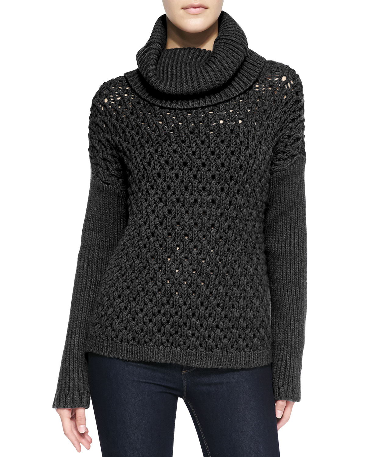 Lyst - Alice + Olivia Chunky Drop-shoulder Turtleneck Sweater in Black