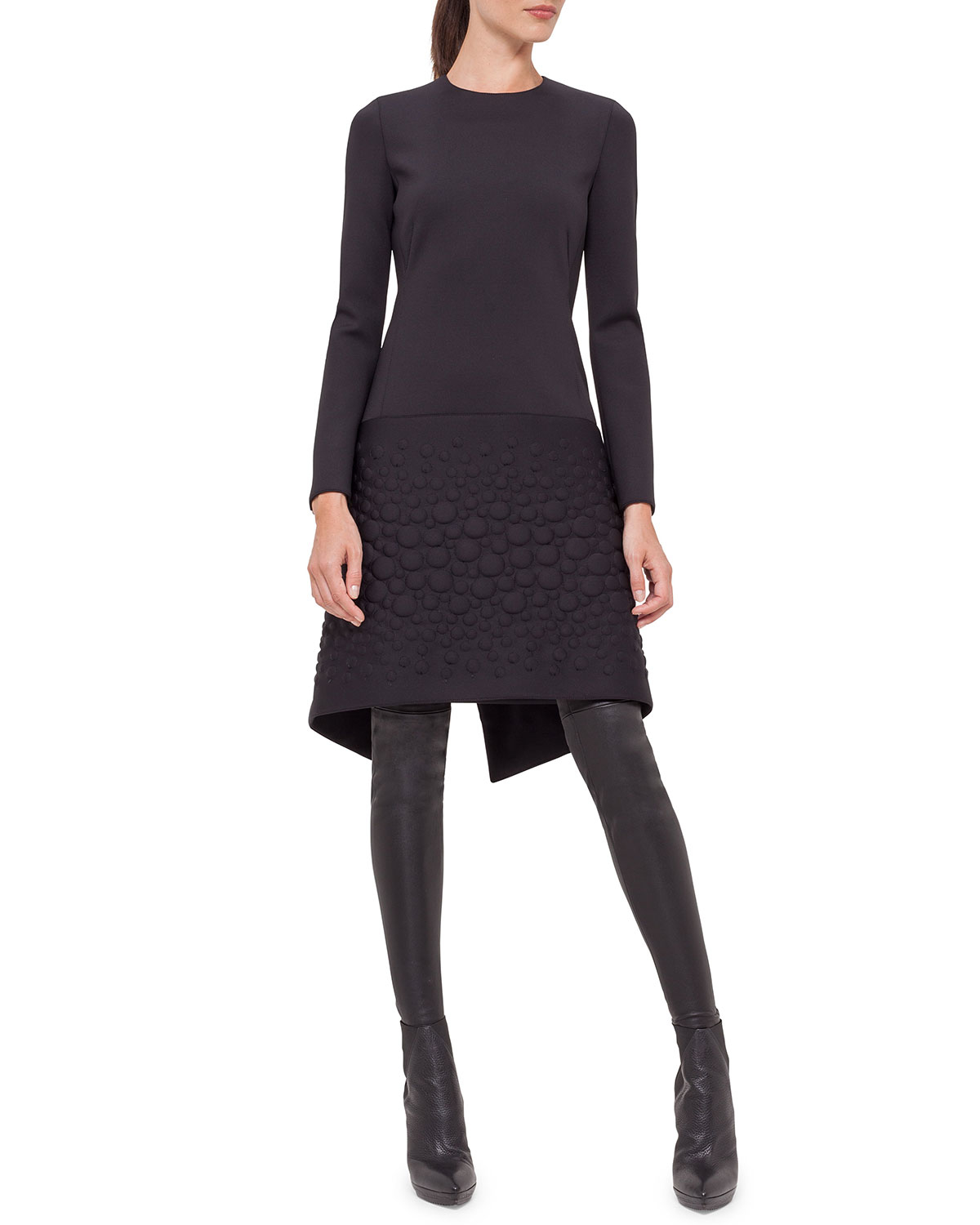 Lyst Akris Longsleeve Neoprene Apron Dress in Black