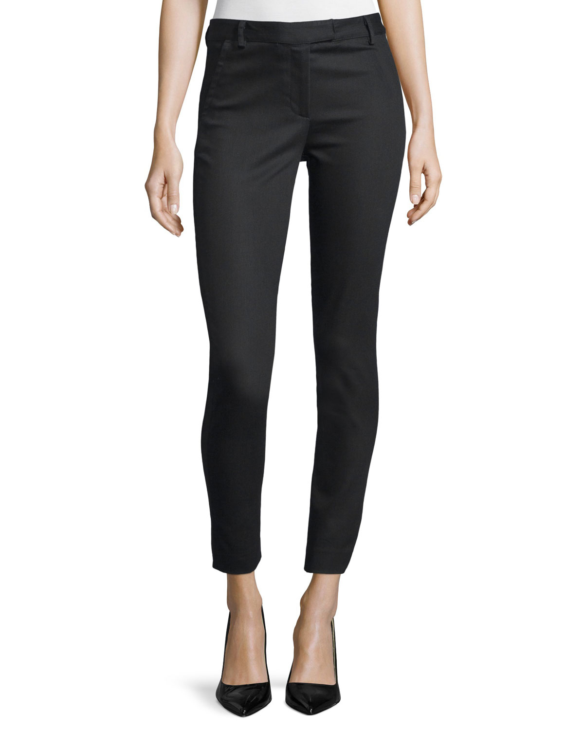 Lyst - Nicole Miller Leather-front Skinny Ankle Pants in Black