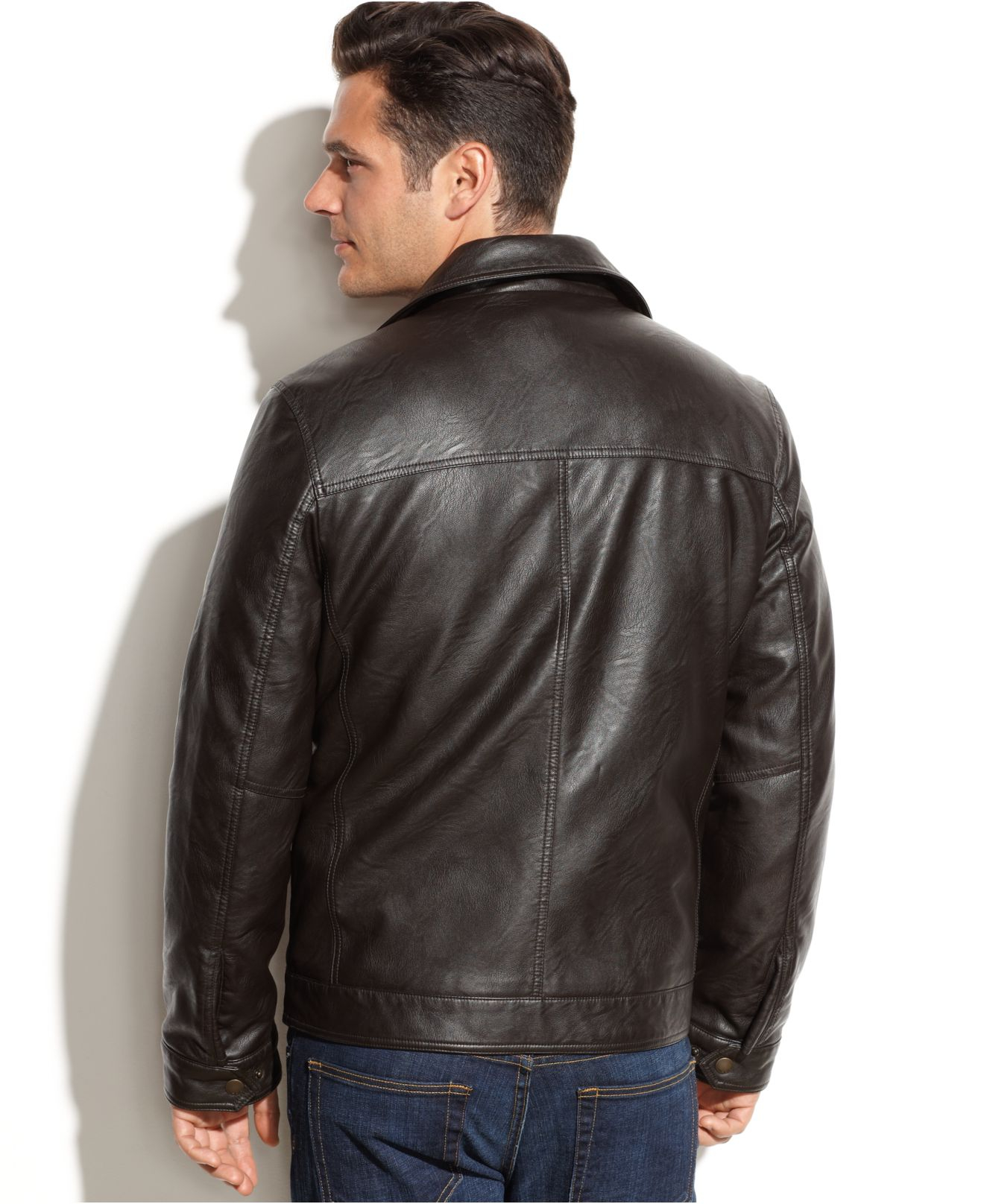 Tommy Hilfiger Classic Faux Leather Jacket In Brown For Men Lyst Gallery