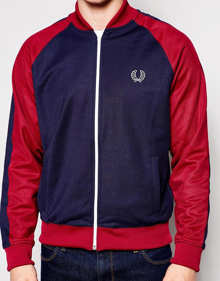 Fred Perry Track Top With Contrast In Carbon Blue in Blue for Men - Lyst