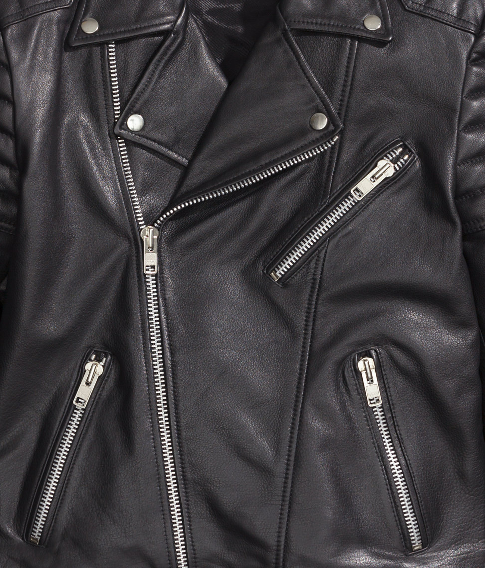 Lyst - H&M Leather Biker Jacket in Black for Men