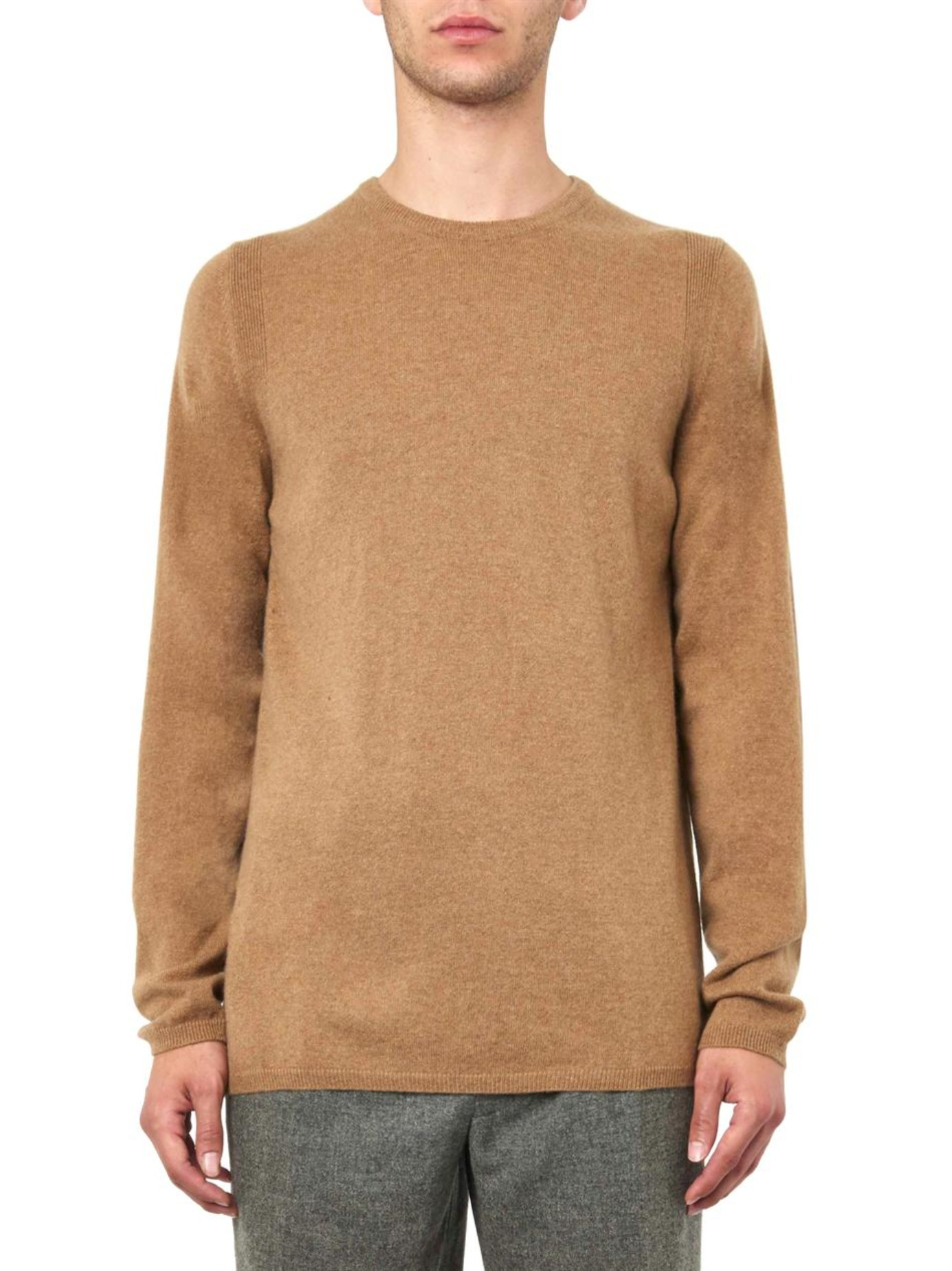 Lyst - Lemaire Crew-neck Cashmere Sweater in Brown for Men