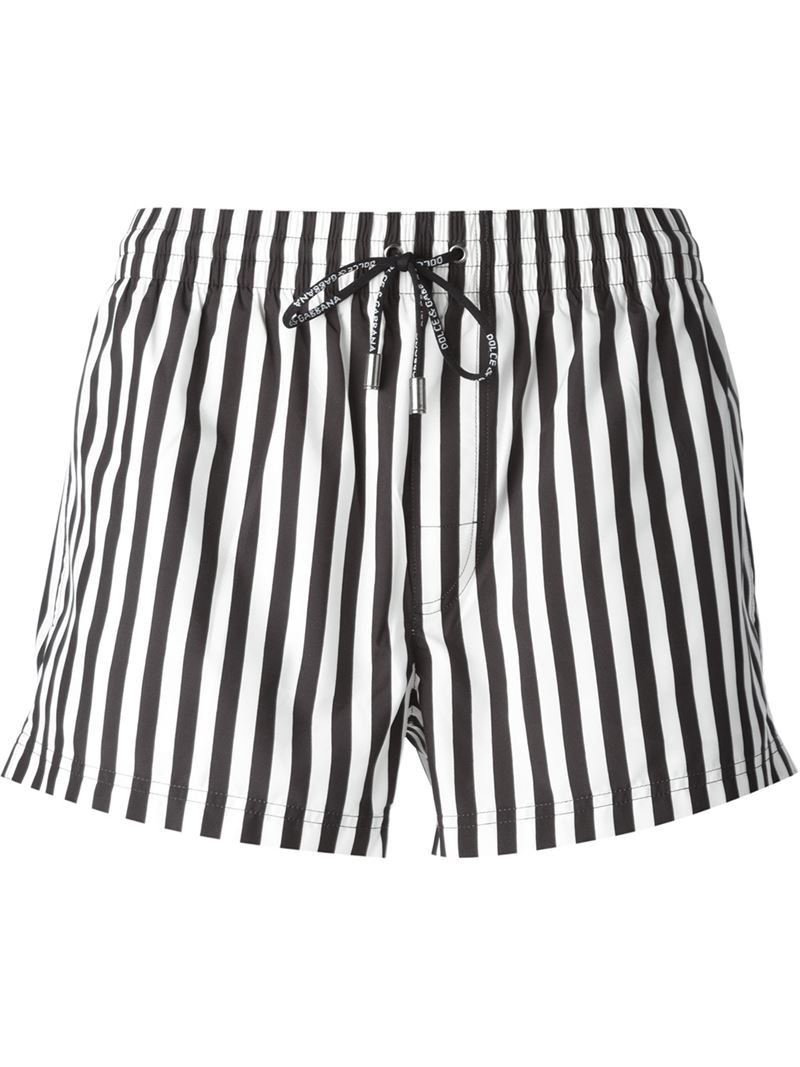 Dolce & gabbana Striped Swim Shorts in Black for Men | Lyst