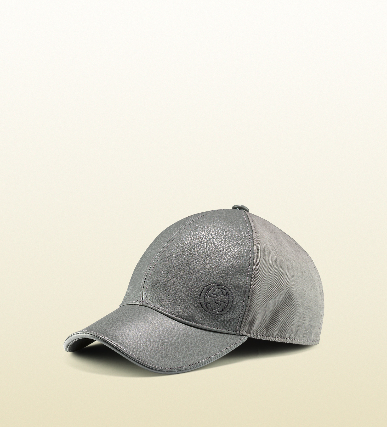 Gucci Leather Linen Baseball Hat in Gray for Men Lyst