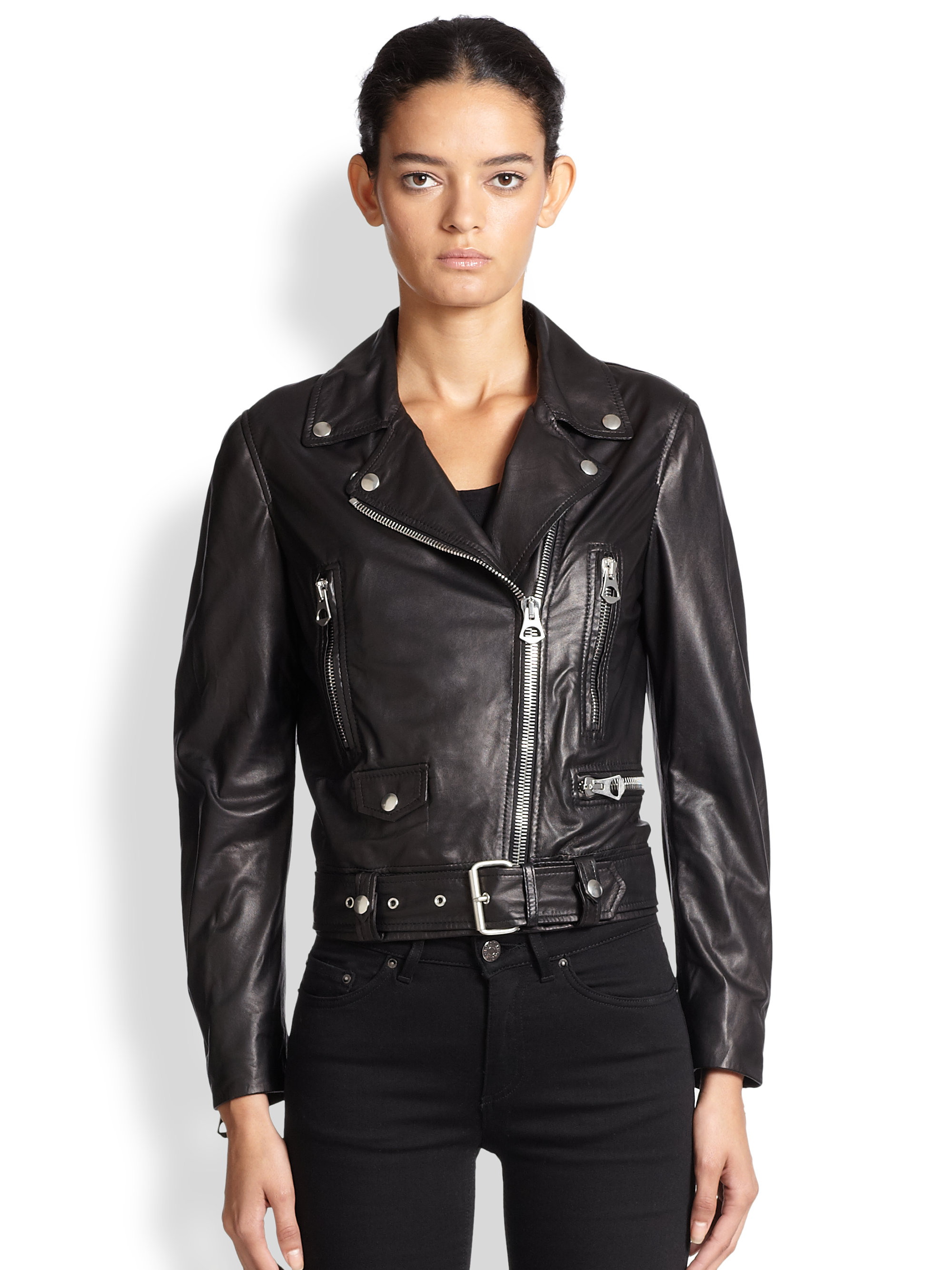 Lyst - Acne Studios Mock Leather Moto Jacket in Black