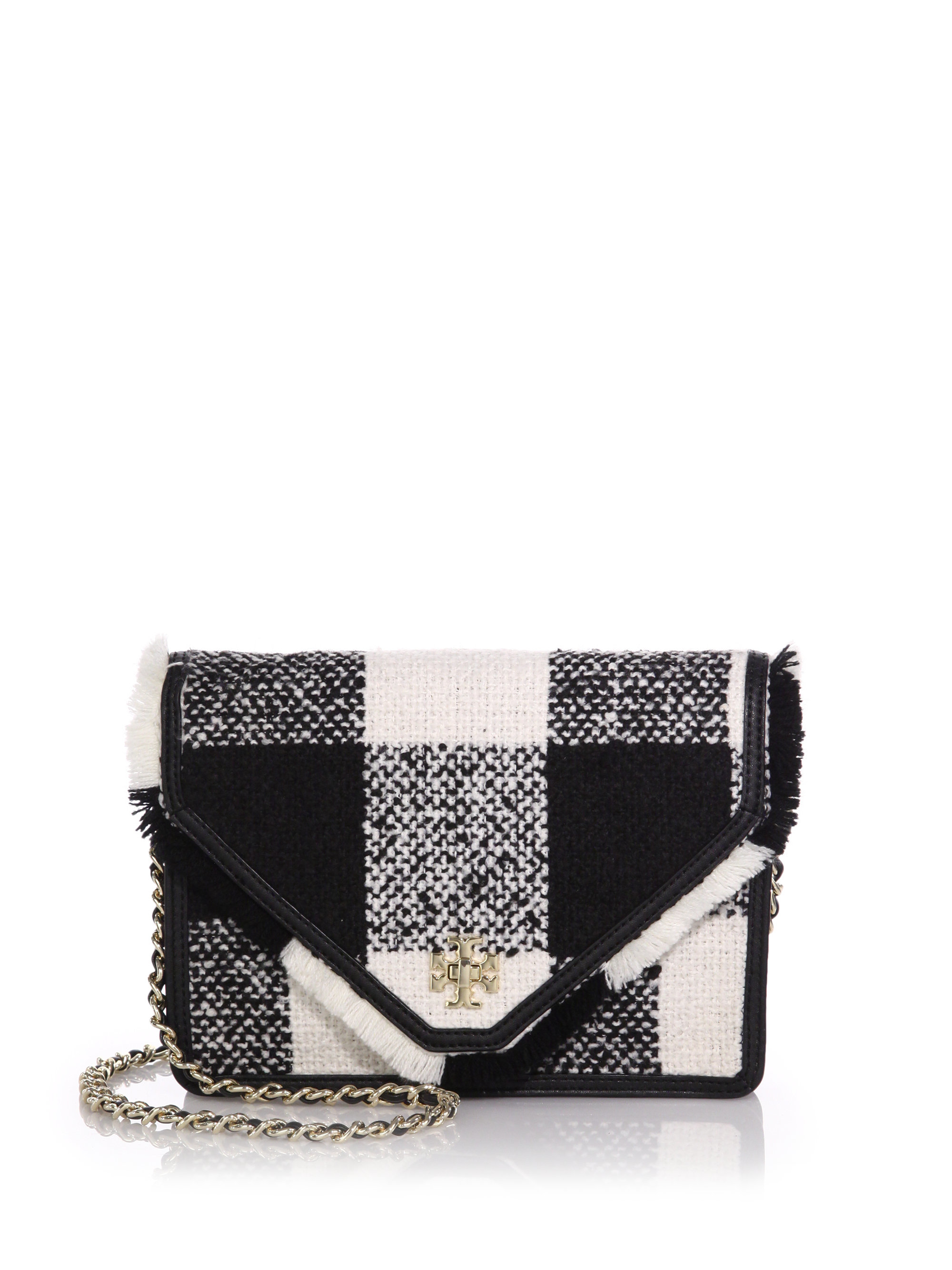 Tory burch Kira Tweed & Leather Chain Shoulder Bag in Black Lyst