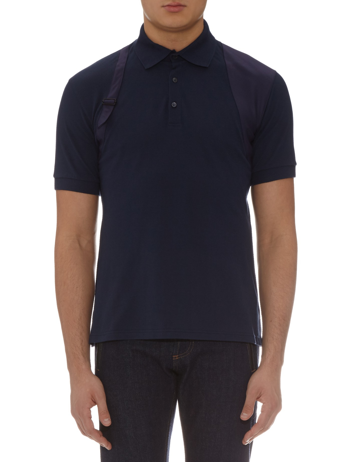 Lyst Alexander Mcqueen Harness Standcollar Polo Shirt in Blue for Men