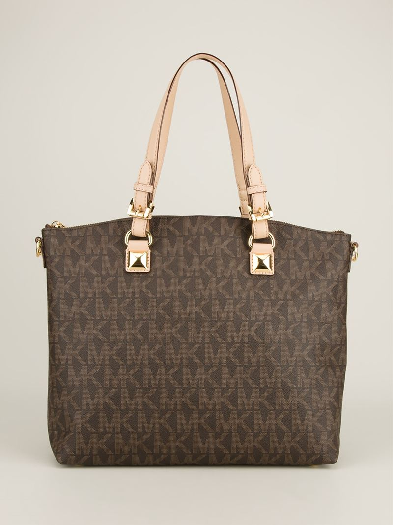 brown michael kors jet set tote