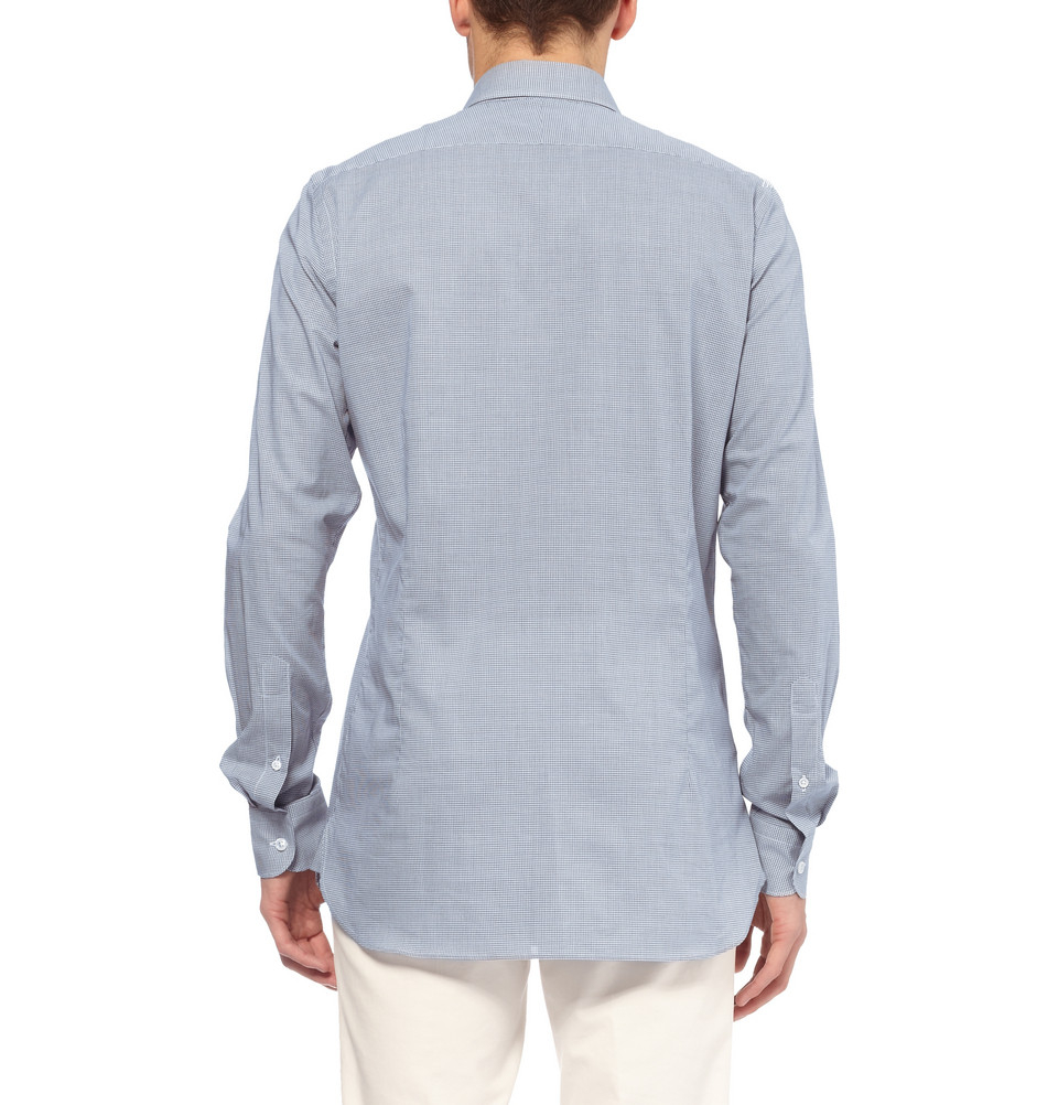 Lyst - Dunhill Slim-Fit Check Cotton Shirt in Blue for Men