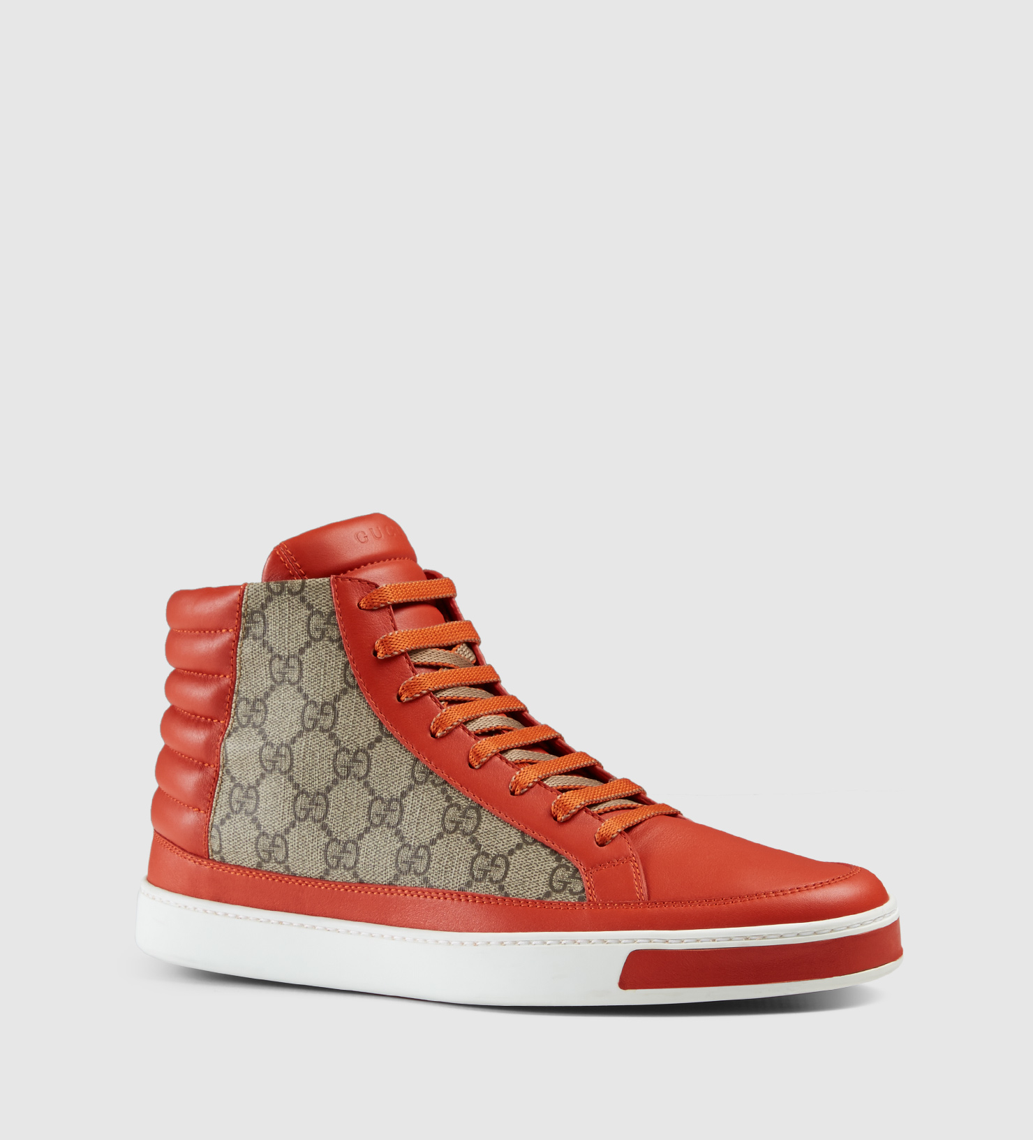 Gucci Gg Supreme And Leather High-top Sneaker in Orange for Men - Lyst