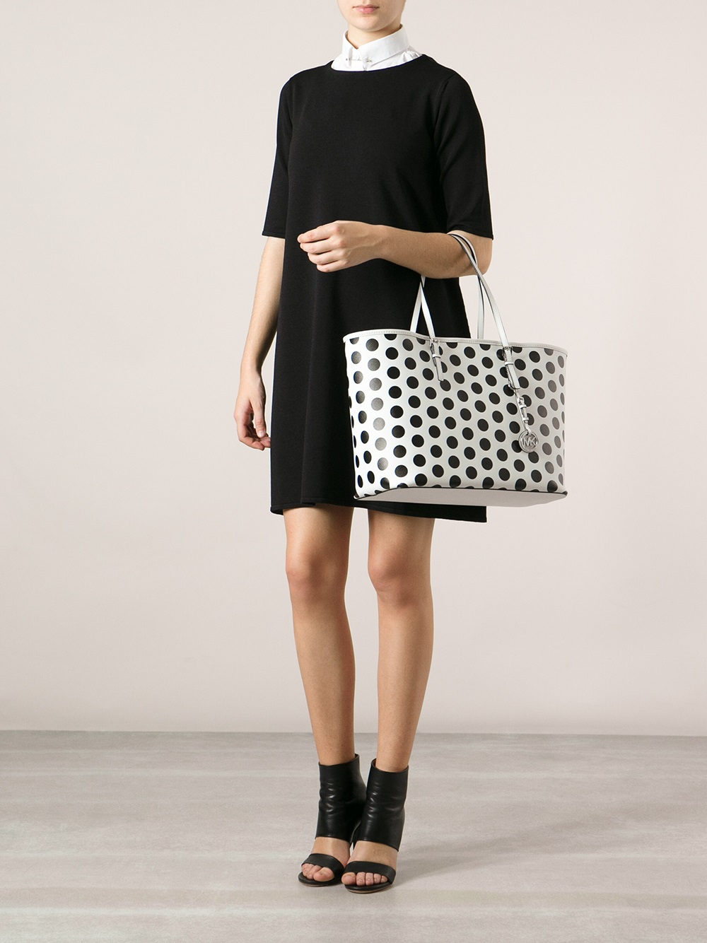 Lyst - MICHAEL Michael Kors Polka Dot Tote Bag in Black